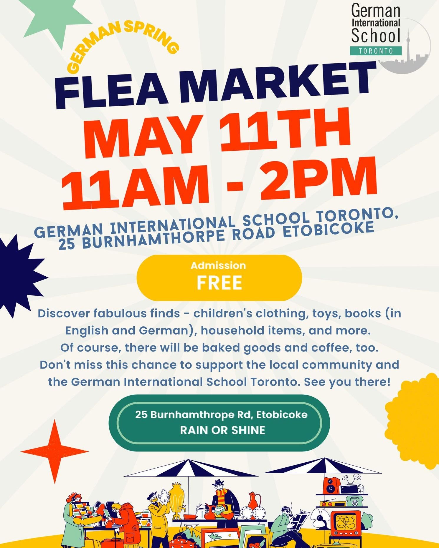 🌳🏀🛹🗡🧹Get ready for some Spring Cleaning!  The Parent Council will be hosting a Flohmarkt for the GIST Community and the general public.  At this event, families will be able to rent a table and sell personal items. Coffee/tea, Bratwurst, Brezels