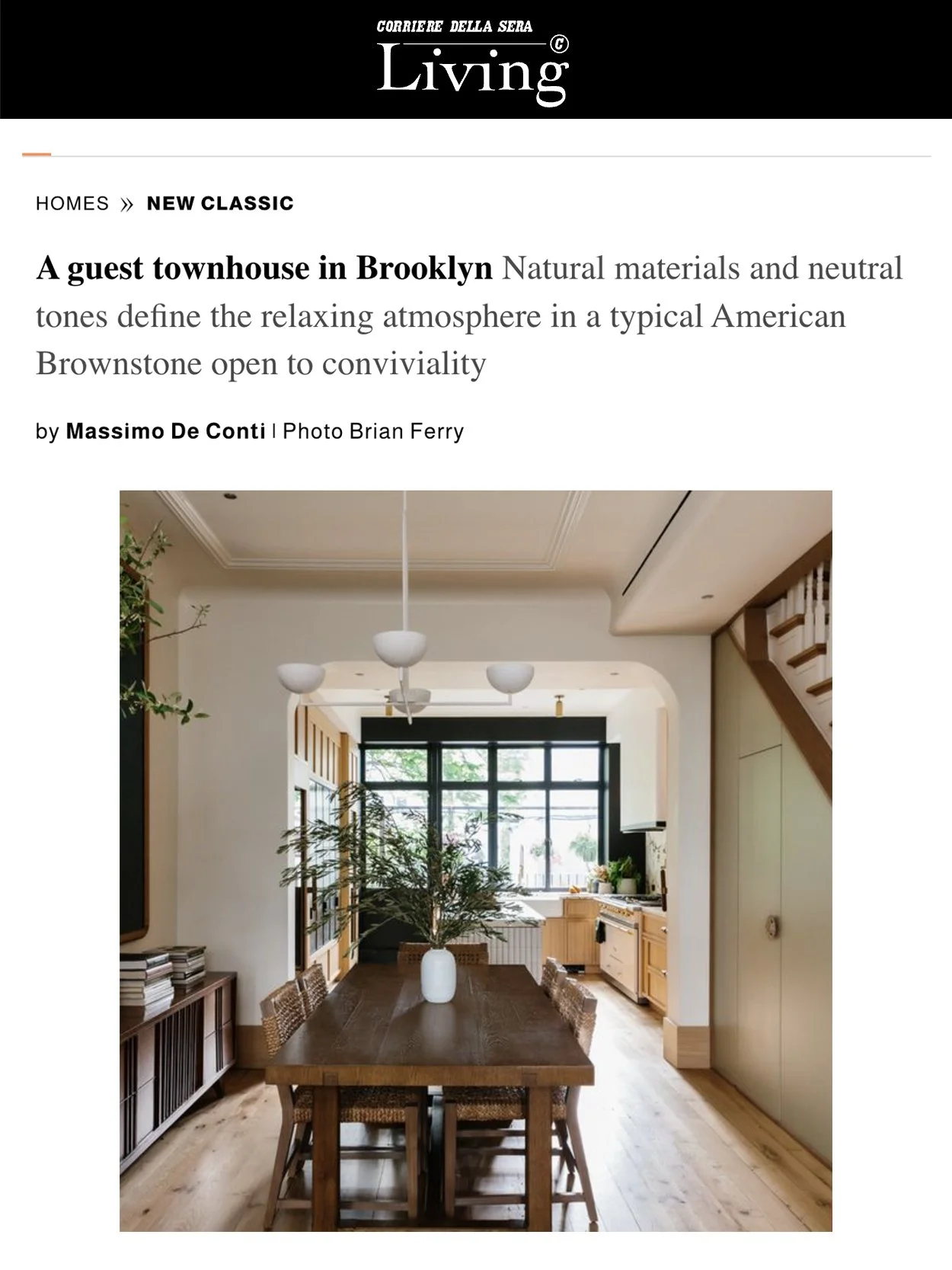 CORRIERE DELLA SERA LIVING | FORT GREENE TOWNHOUSE