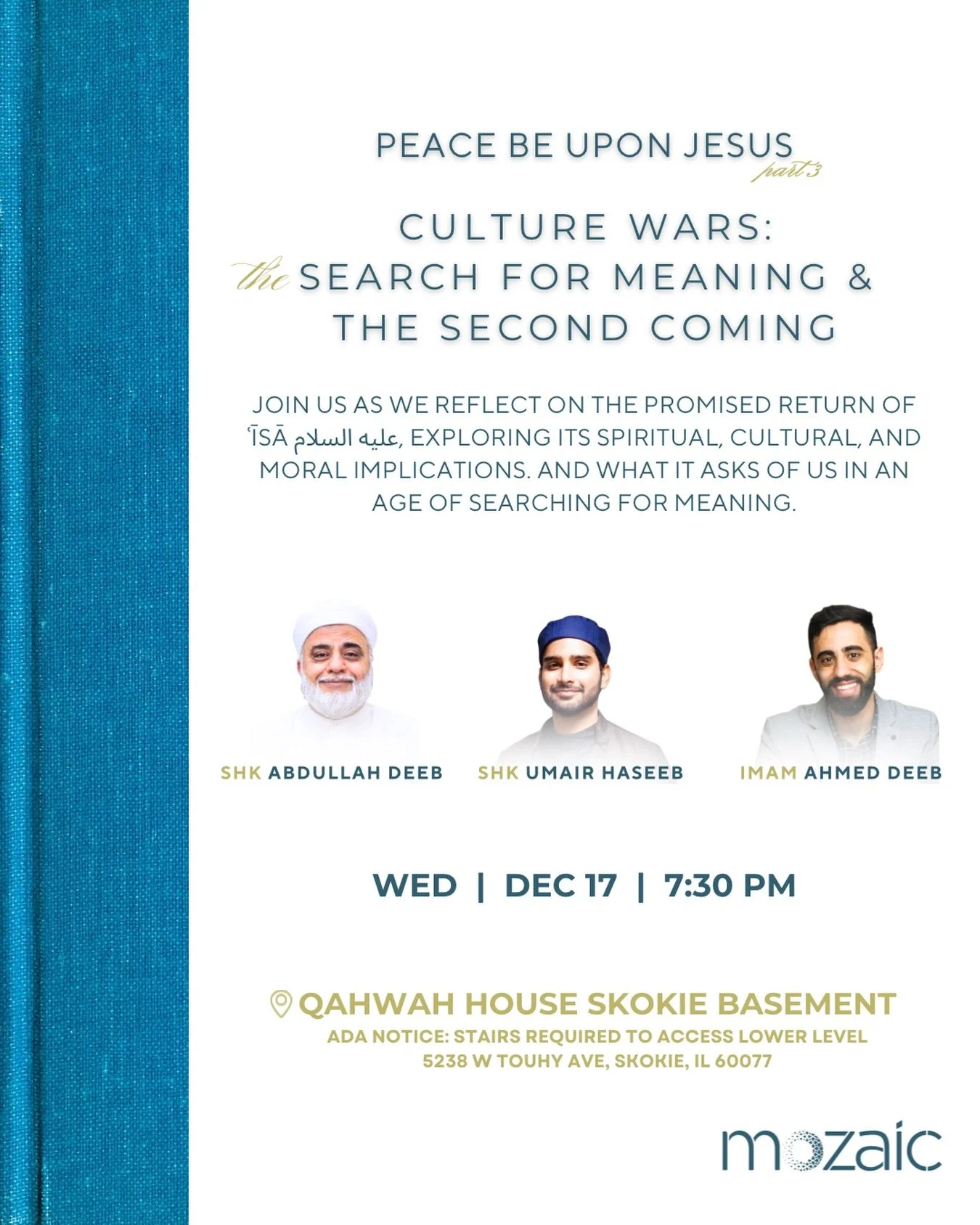 We are excited to wrap up our final session of 2026! This week we are discussing the second coming of Isa (AS) and its influence of us both culturally and politically. We&rsquo;re joined by two honored guest, Shaykh Abdullah Deeb, and Imam Ahmed Deeb