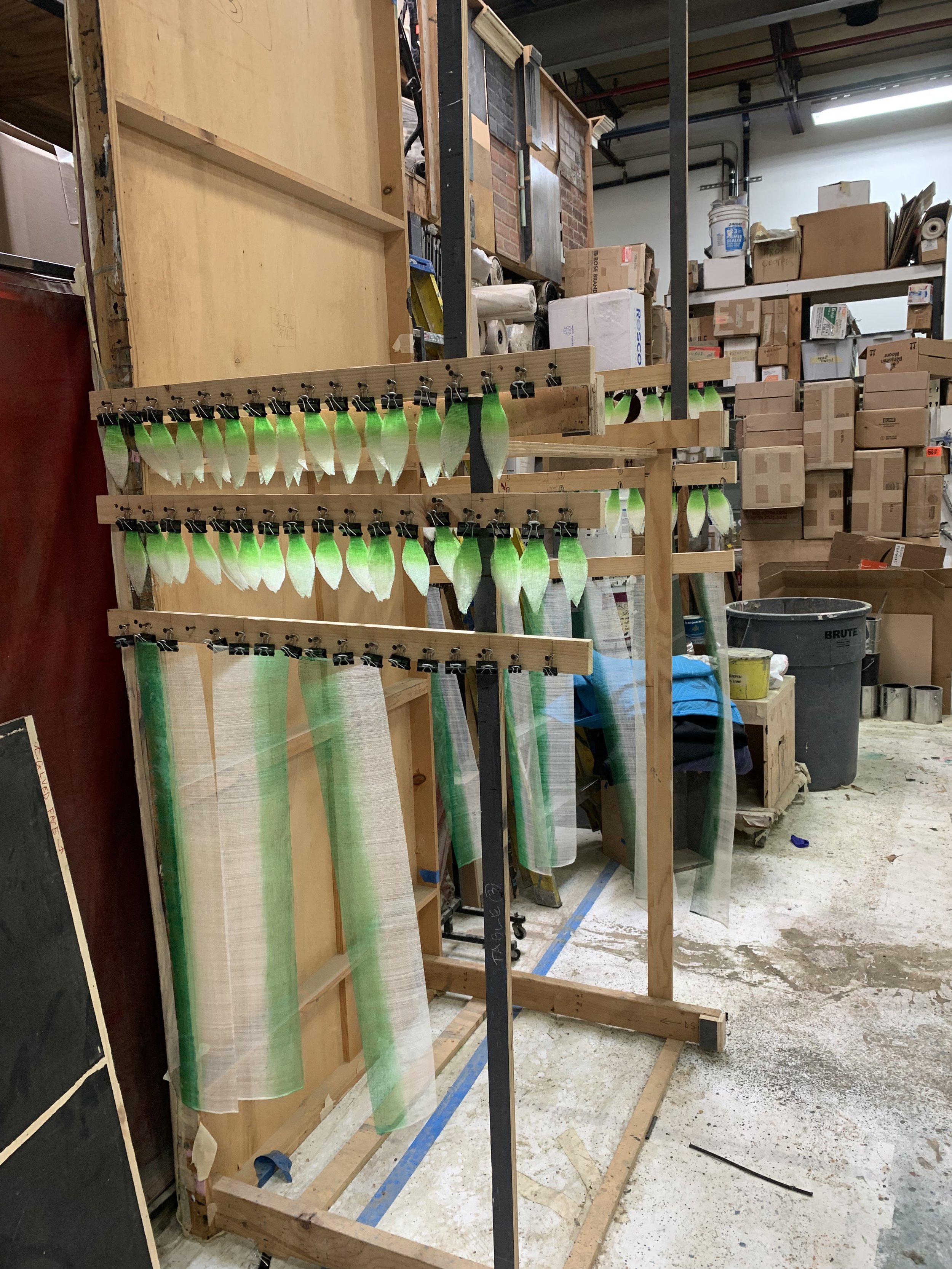 All hand cut flowers and leaves were dipped in flame retardant.