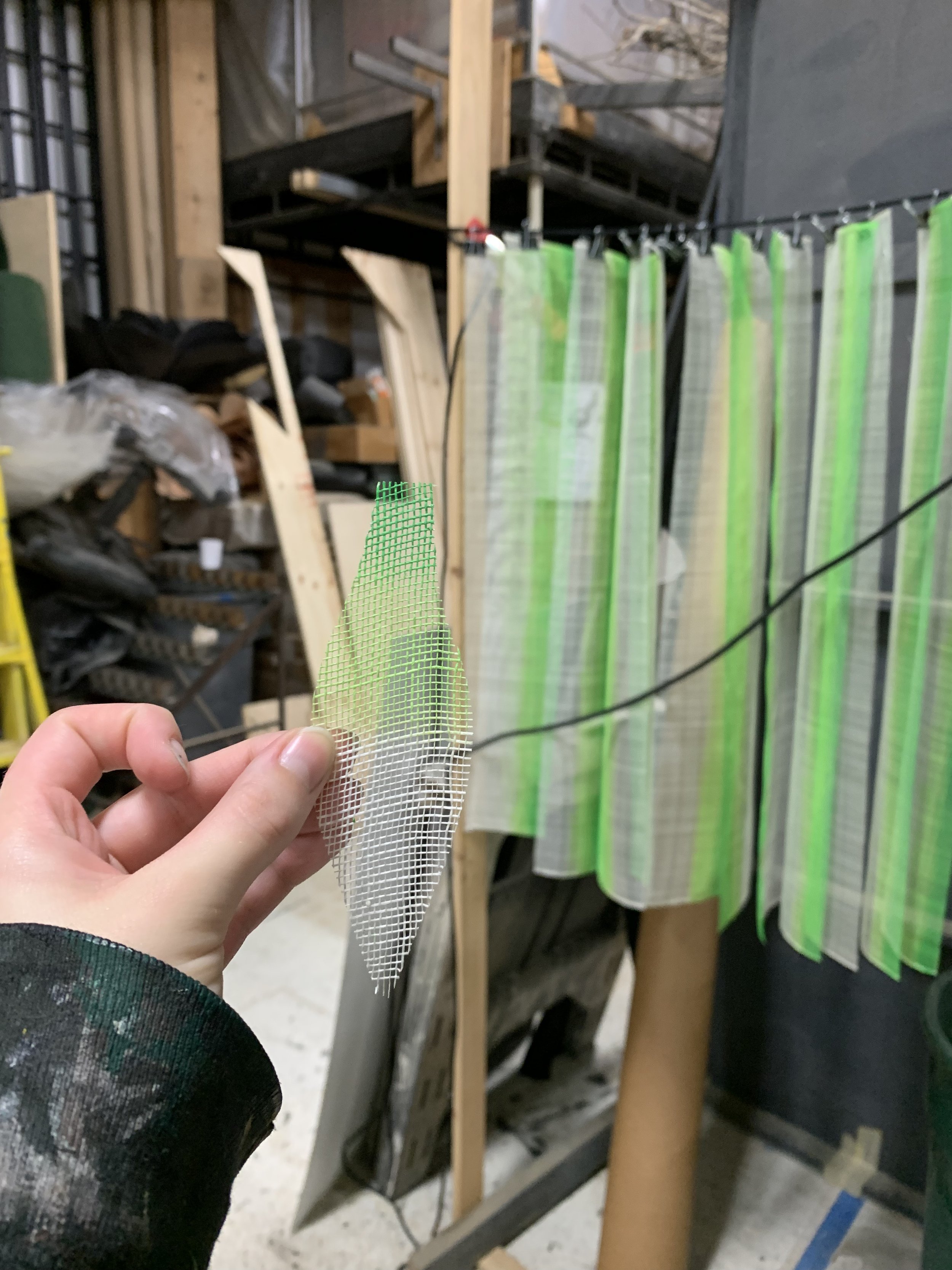 Hand cut flower petals and leaves.