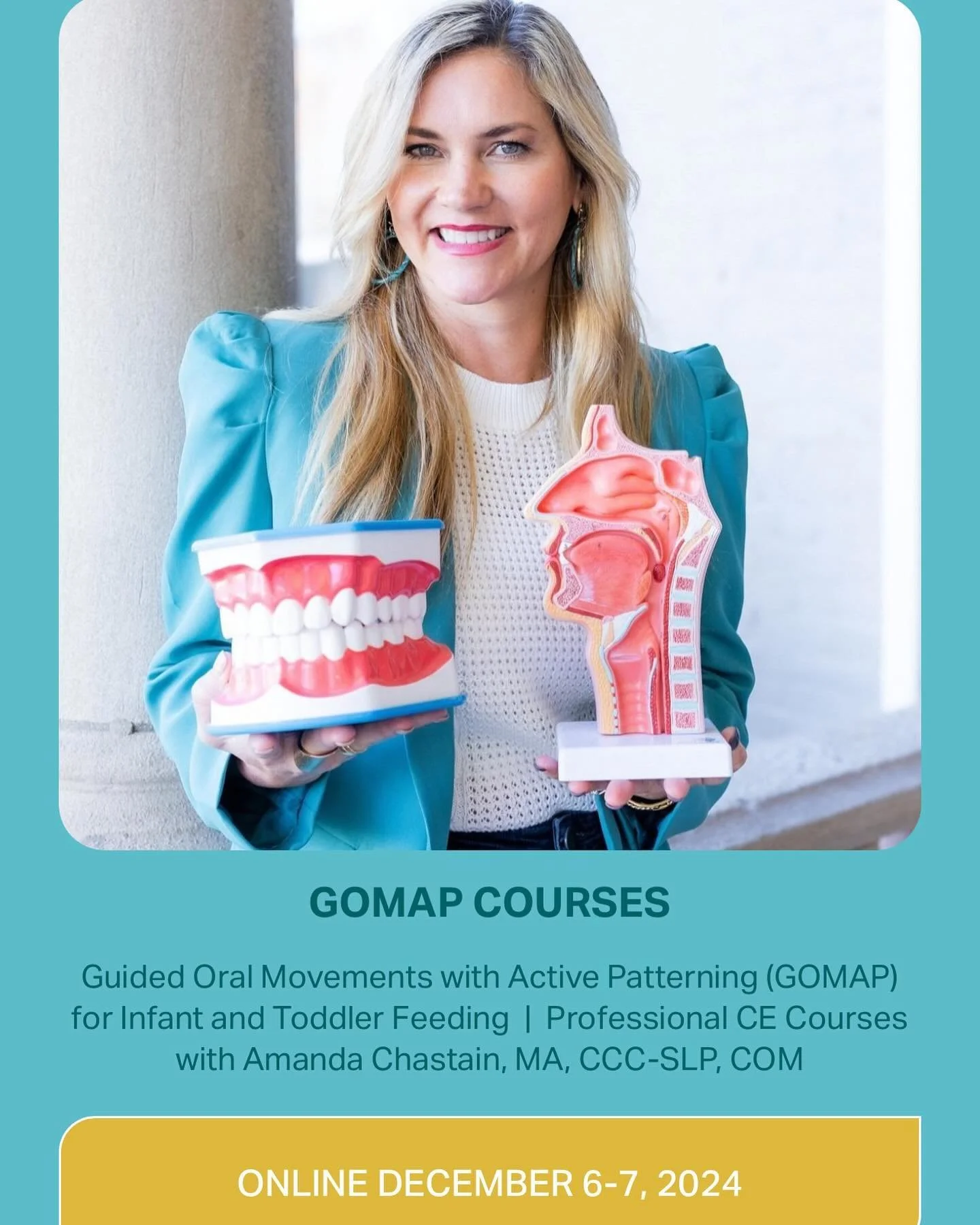 I&rsquo;ll be online teaching my GOMAP Infant and Toddler feeding course December 6-7! 

It&rsquo;s the very last offering for this year&hellip;.

My goal is to equip you, as the feeding therapist, with the skills to identify areas of need and know h