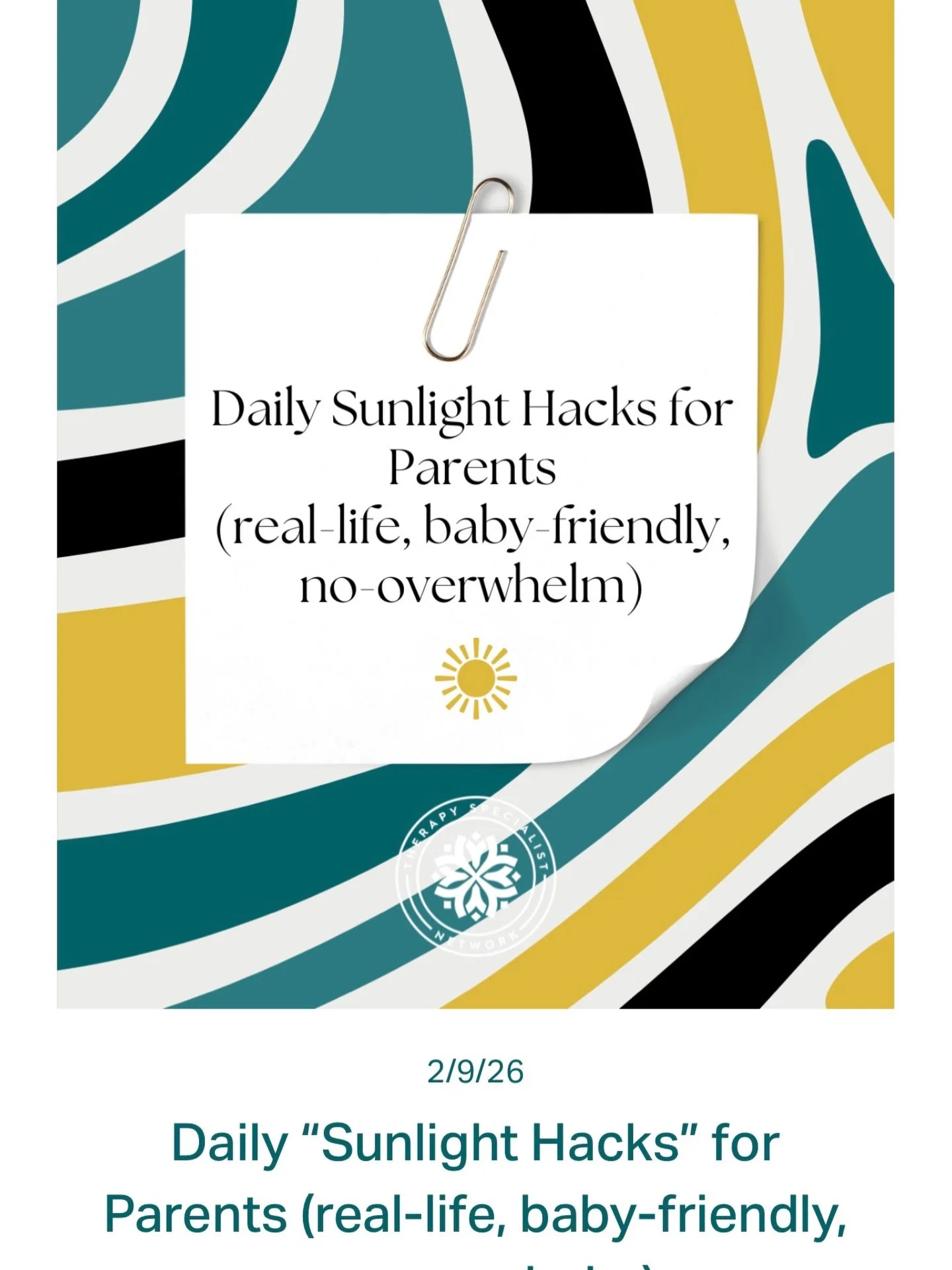 Need some FREE sleep support for you or your little?  Grab some sunshine before 10am to help establish or rebalance circadian rhythms:)

Check out my Empowered Milestones Blog (tsnky.org/blog) for some Daily &ldquo;Sunlight Hacks&rdquo; for Parents! 