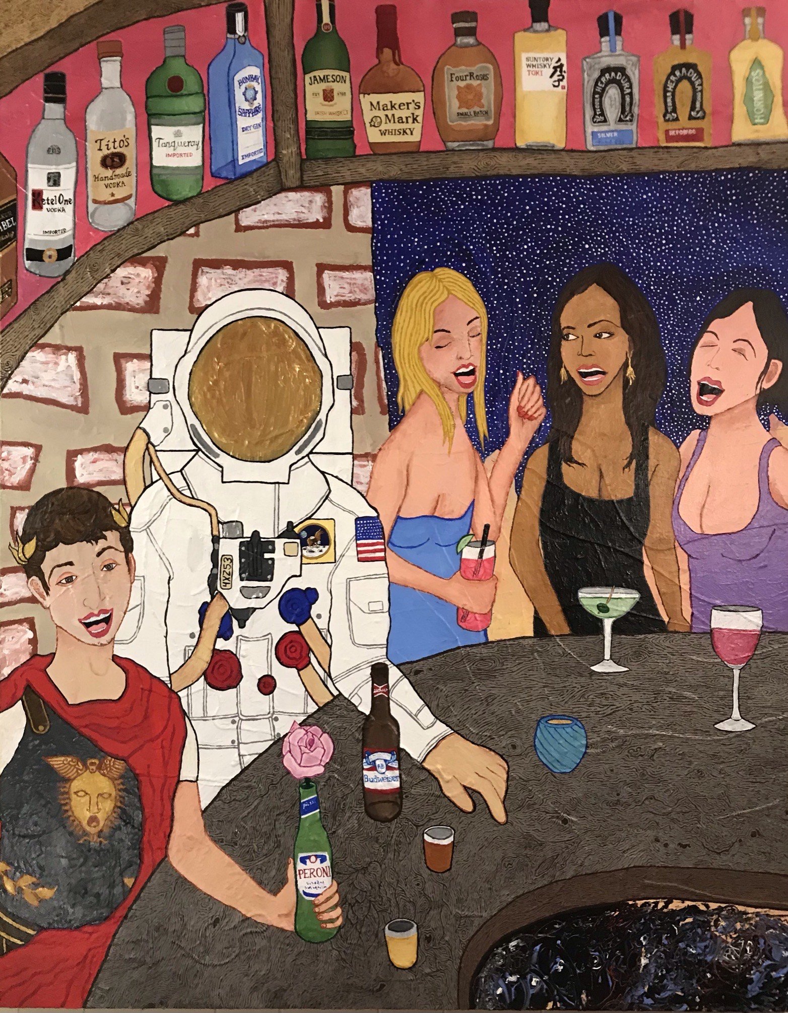 Behind the Bar, Acrylic on Canvas-48"x 60"