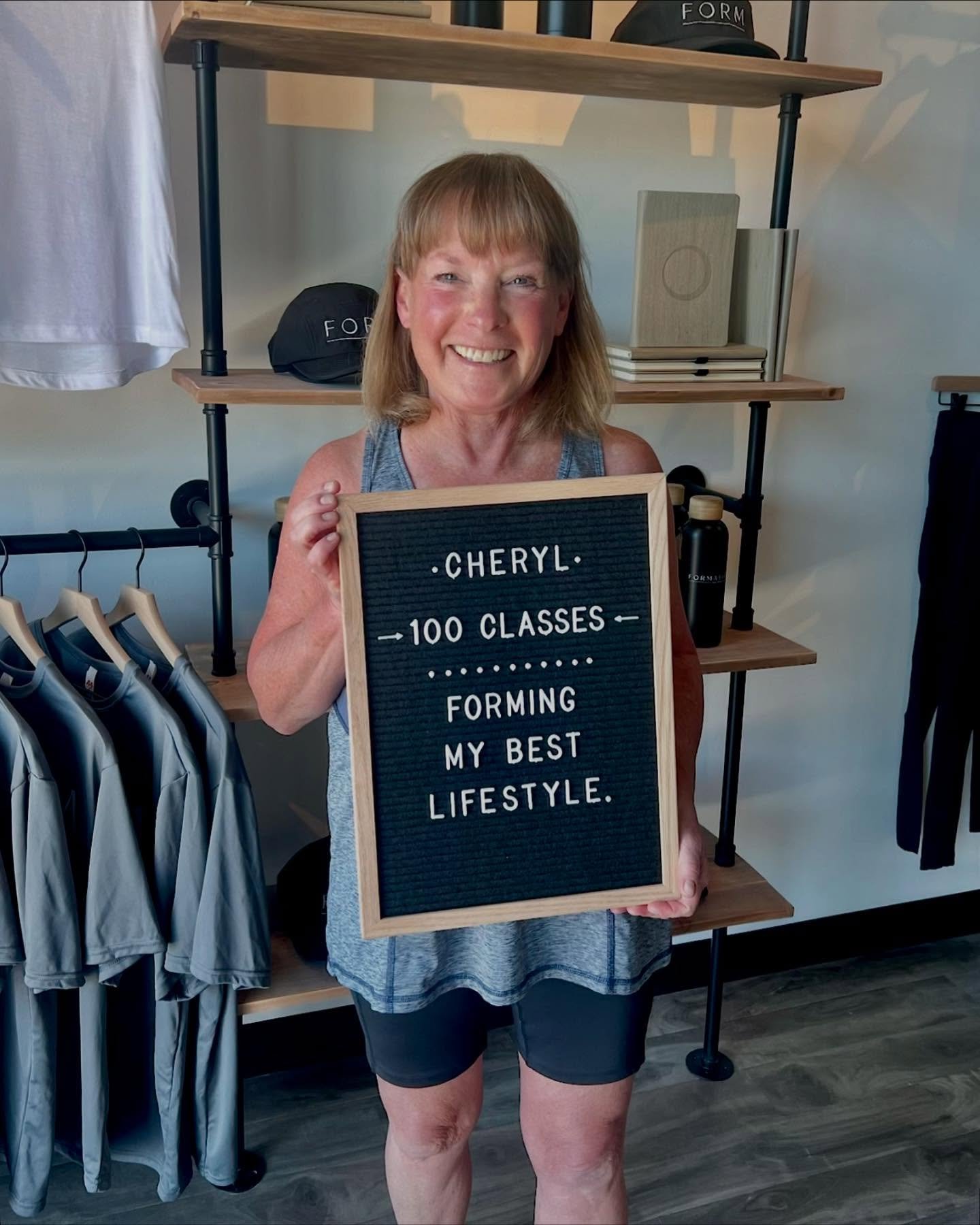 📣Member Spotlight! 
Please join us in celebrating Cheryl, one of our Founding Members, who just hit 💯 classes at FORMATION!
 
Her dedication, presence, and uplifting spirit embody everything FORMATION stands for&mdash;forming your best lifestyle th