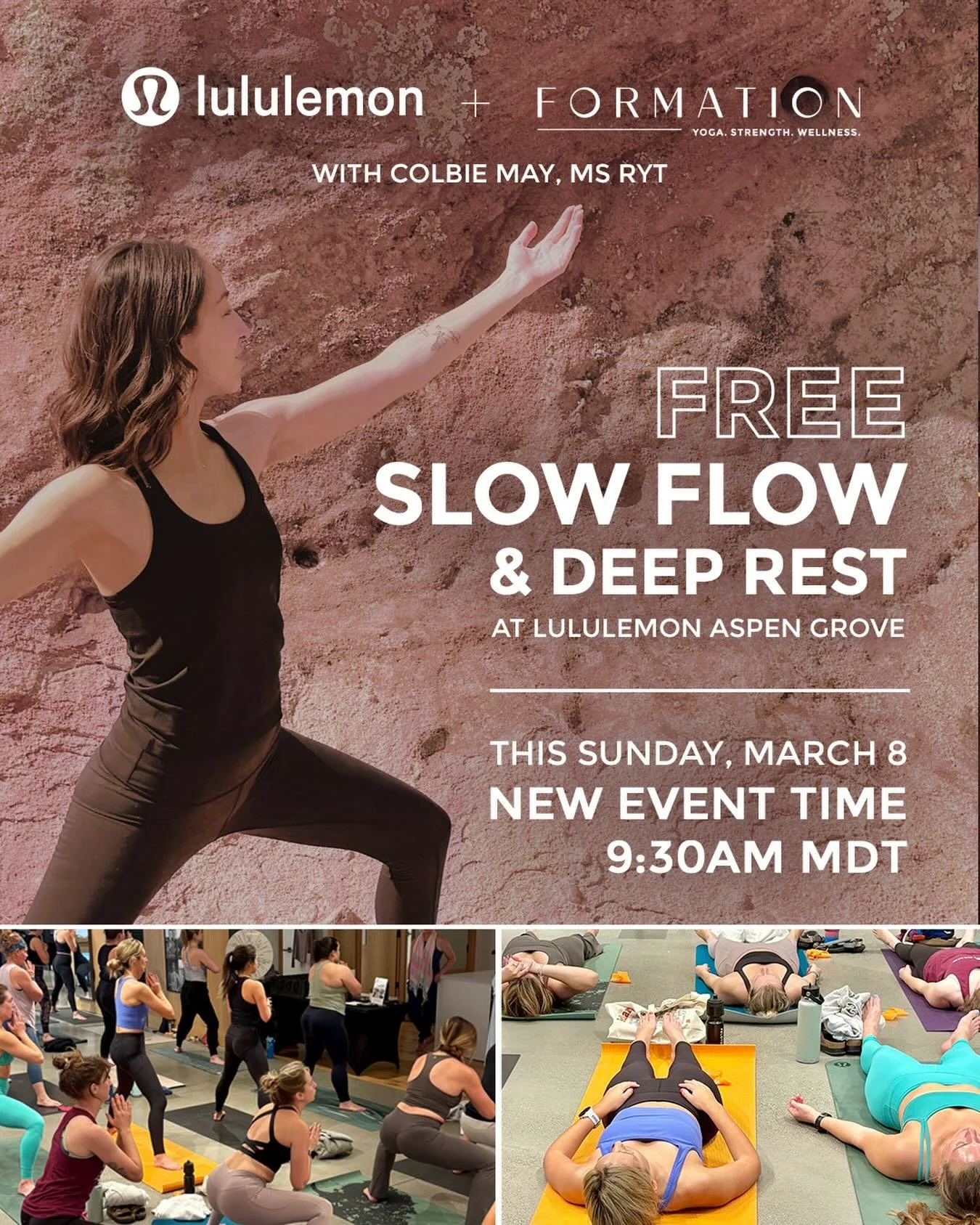 🕘 NEW EVENT TIME: 9:30AM - 11AM MDT

We&rsquo;re headed back to lululemon for International Women&rsquo;s Day! ✨

Join us on March 8th at lululemon Aspen Grove in Littleton for a special (and free!) morning of movement, restoration, and connection.

