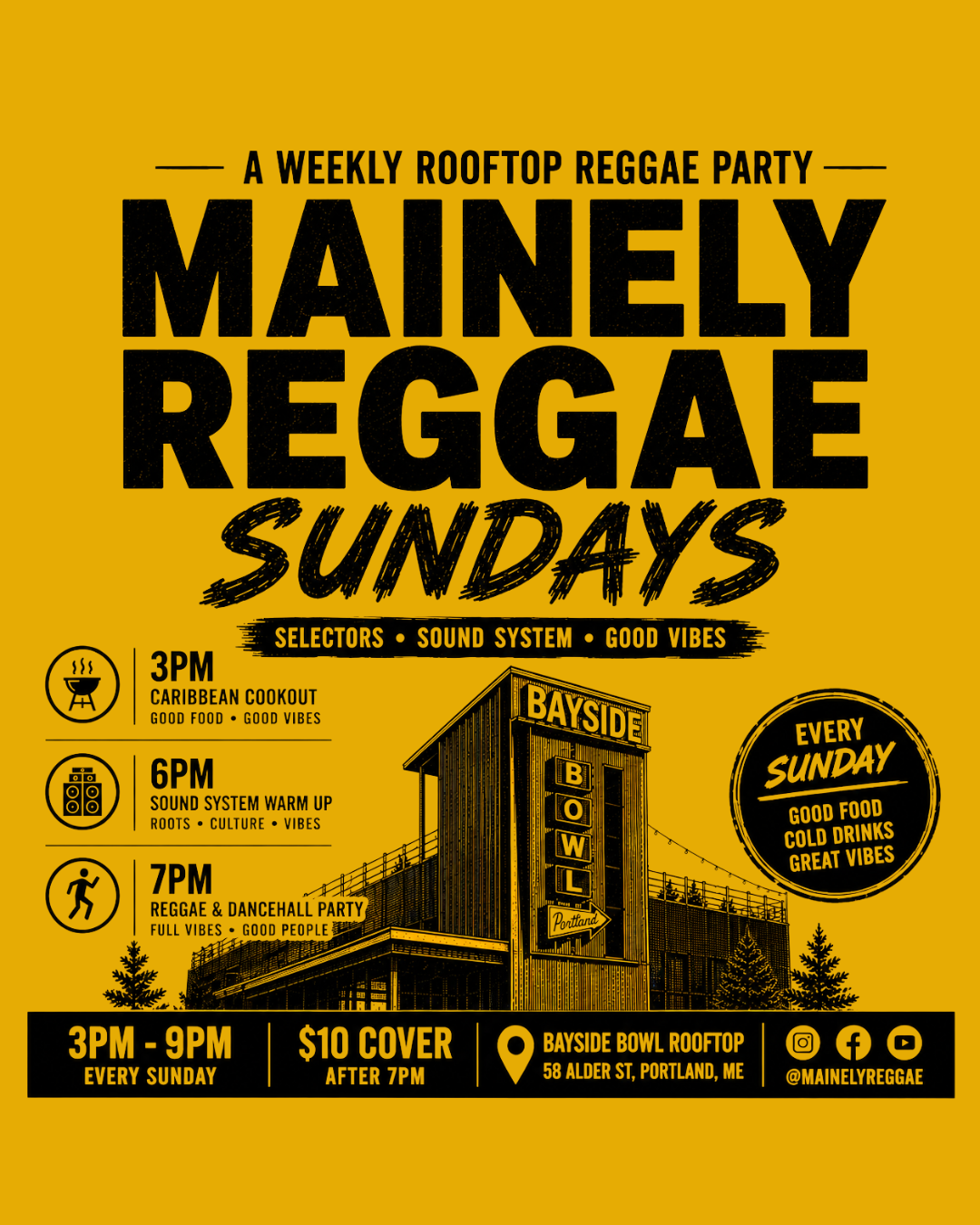 Mainely Reggae Sundays | A Weekly Reggae Rooftop Party & Cookout