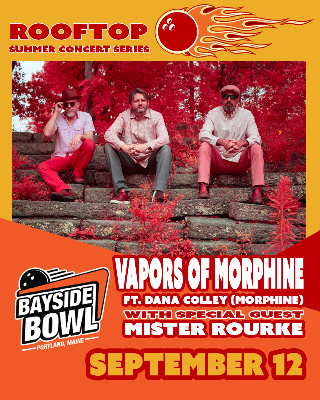 Vapors of Morphine ft. Dana Colley of Morphine w/s/g Mister Rourke live on the Bayside Bowl Roof | all-ages