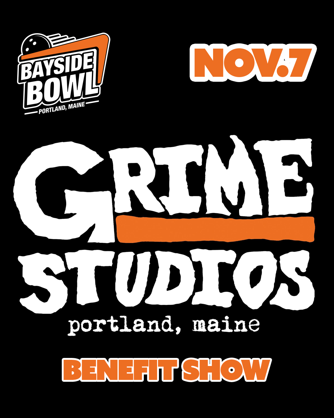 Grime Studios Benefit Show live at Bayside Bowl | all-ages