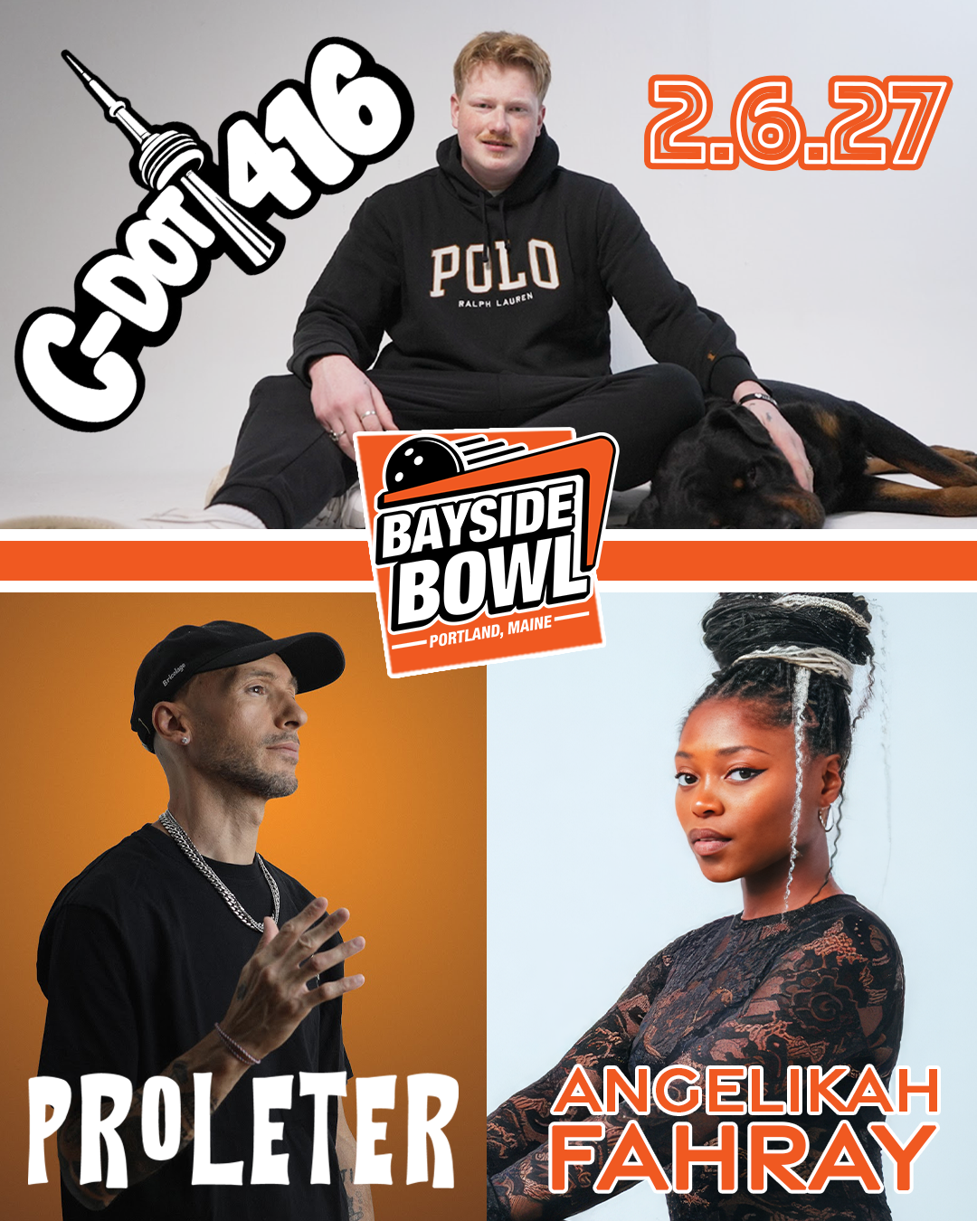 C-DOT 416 + ProleteR (FR) + Angelikah Fahray live at Bayside Bowl | all-ages