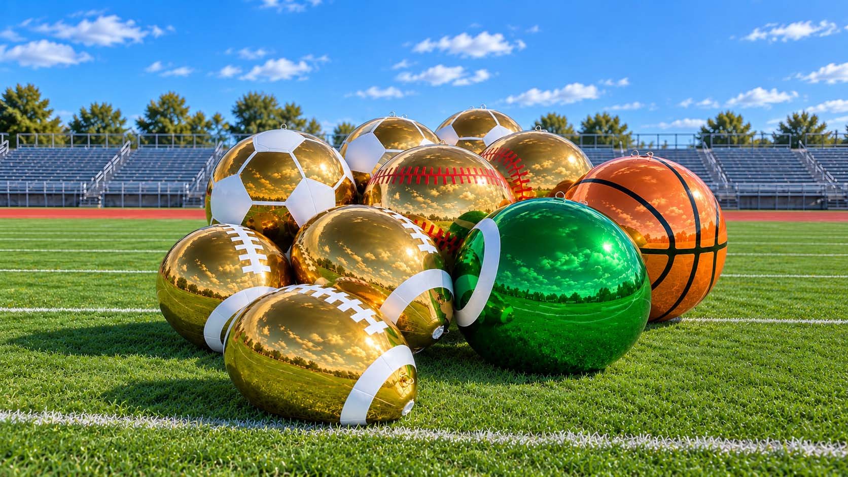 Giant shiny sports balls 