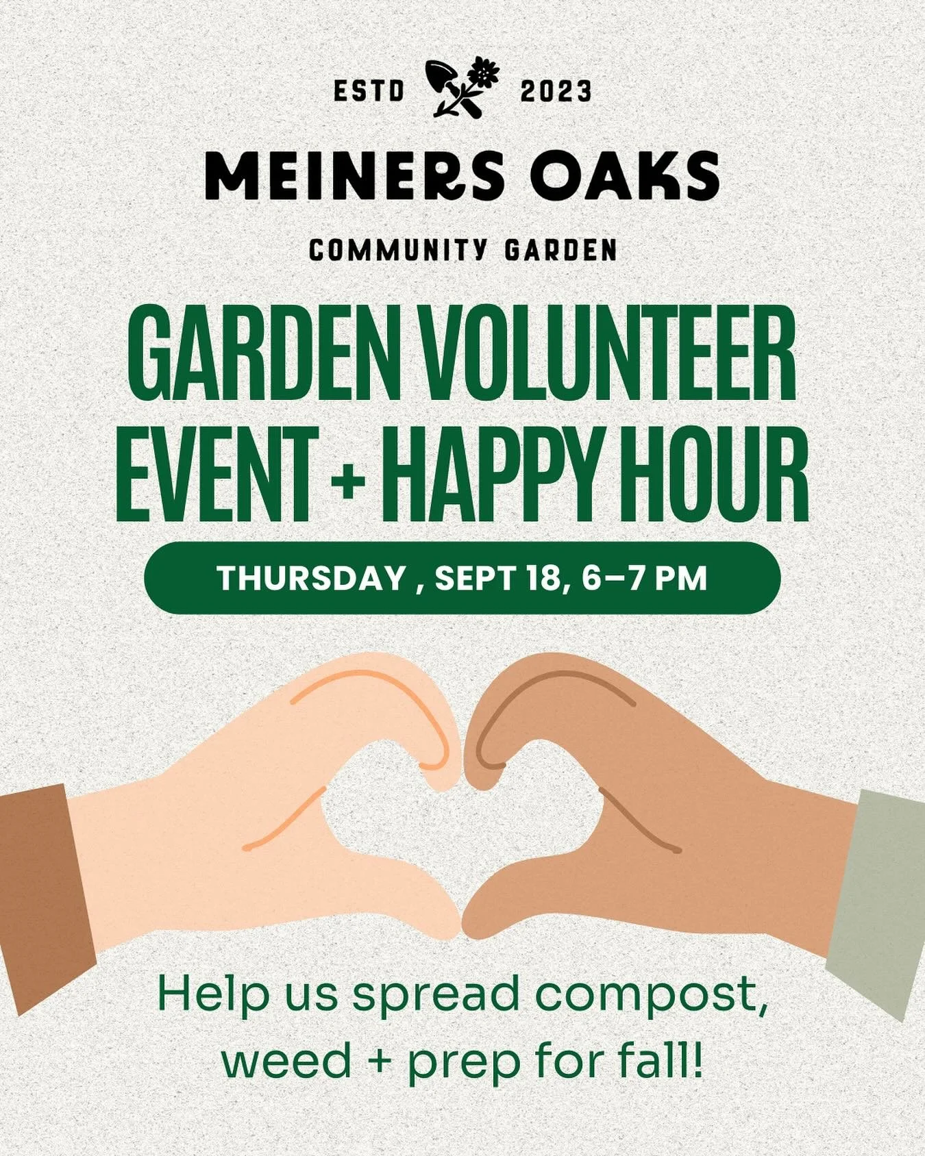 🍂✨ Fall prep party in the garden! ✨🍂
Join us at Meiners Oaks Community Garden on Thursday, Sept 18 | 6&ndash;7 PM for our next Volunteer Day. We&rsquo;ll be:
🌱 Weeding
🌱 Spreading compost
🌱 Getting the garden ready for fall

Light refreshments p