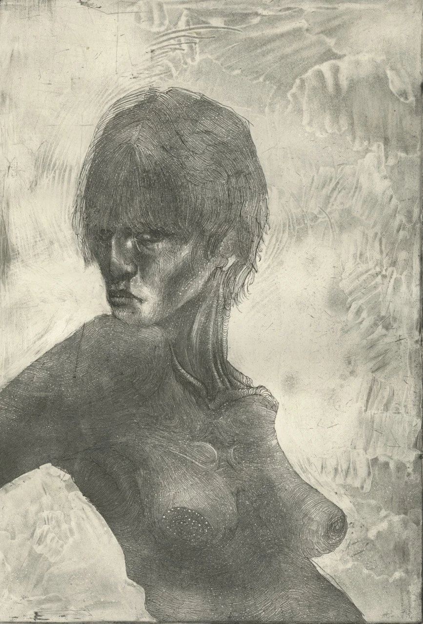 Odalisque, 9 x 19, intaglio