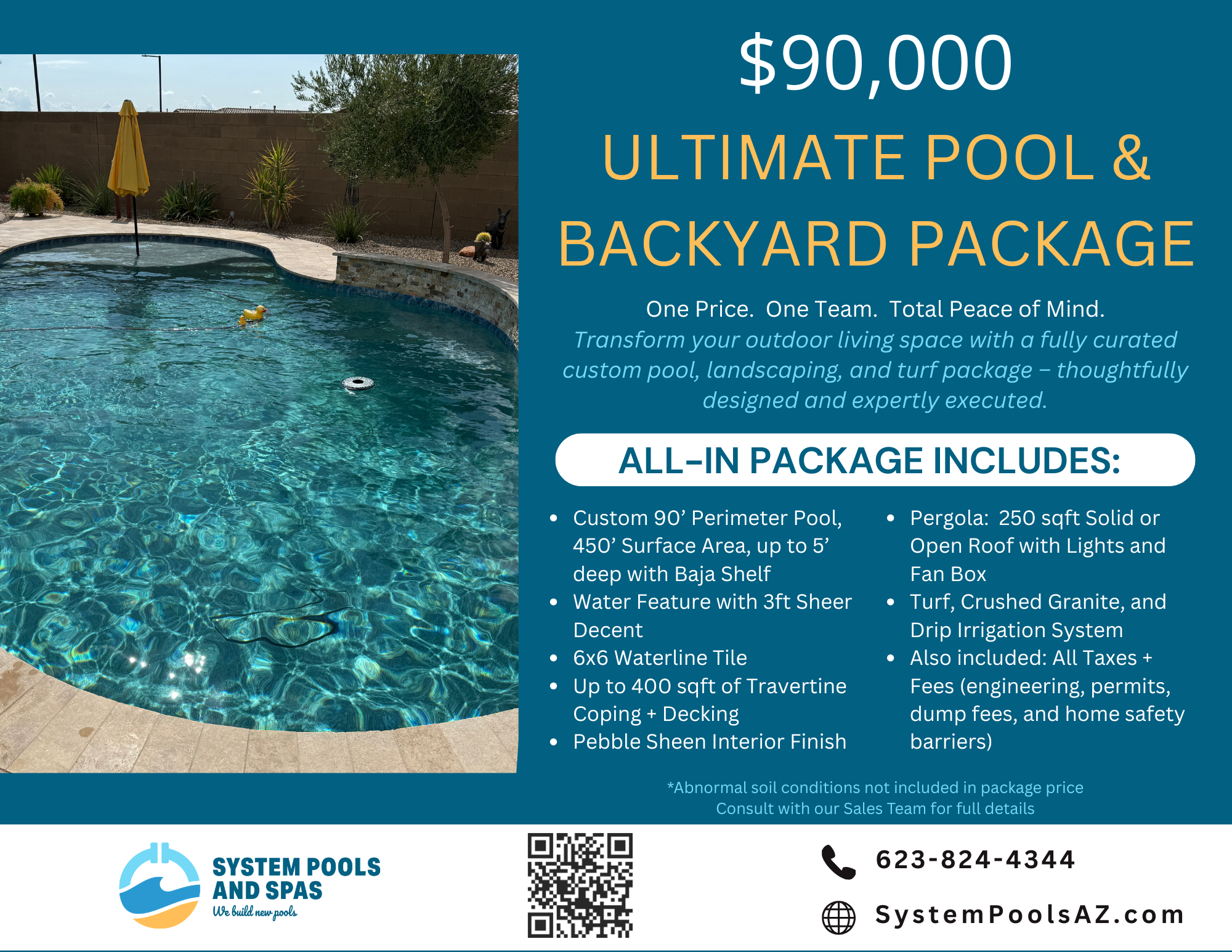 Phoenix Arizona luxury pool and backyard package by system pools and spas
