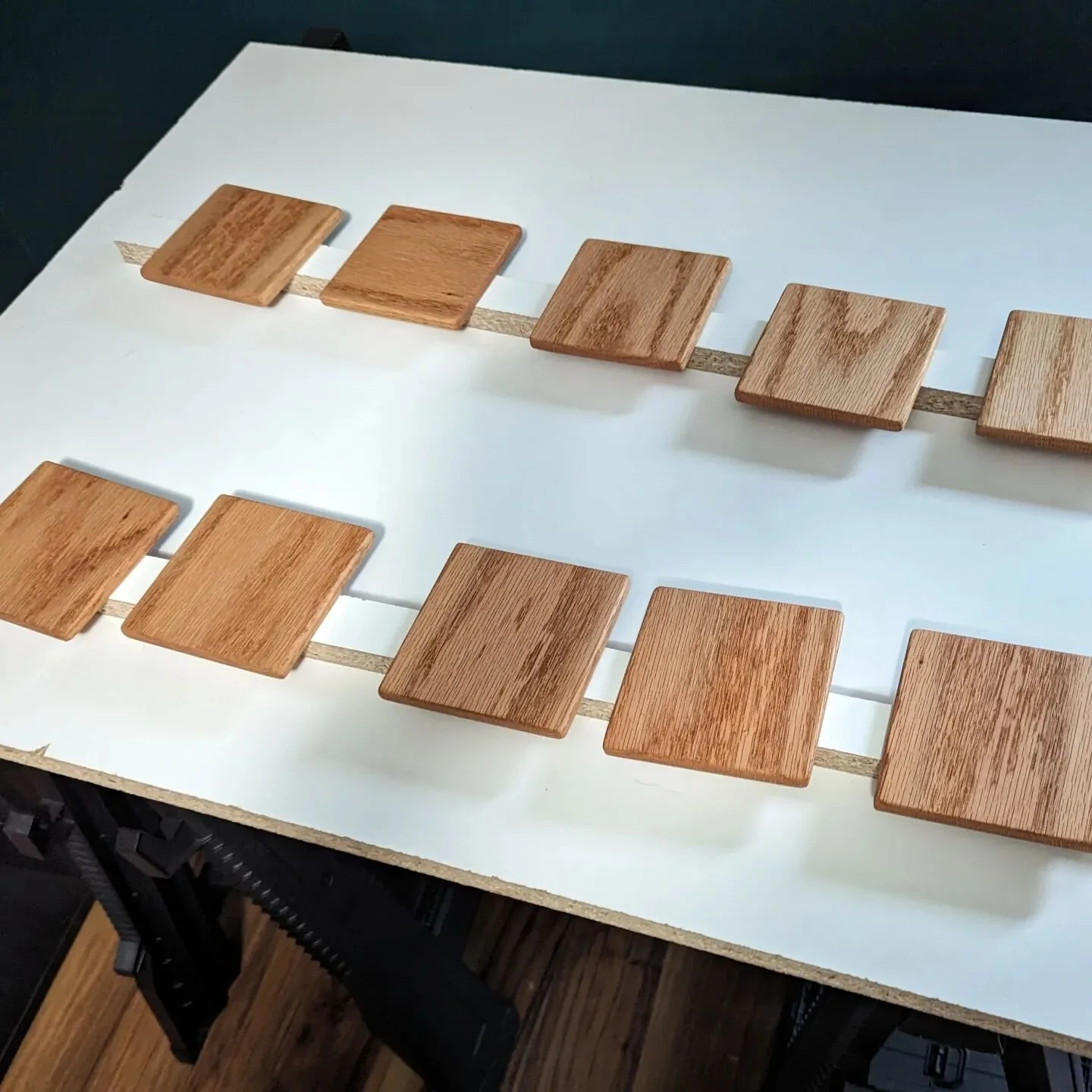 Every woodworker or tradesman ends up hoarding cut offs and scraps saying they'll end up needing or using them for something. Well, we have enough to eventually make about 500 coasters apparently! Yup, completely justifies having 4 bins full of scrap