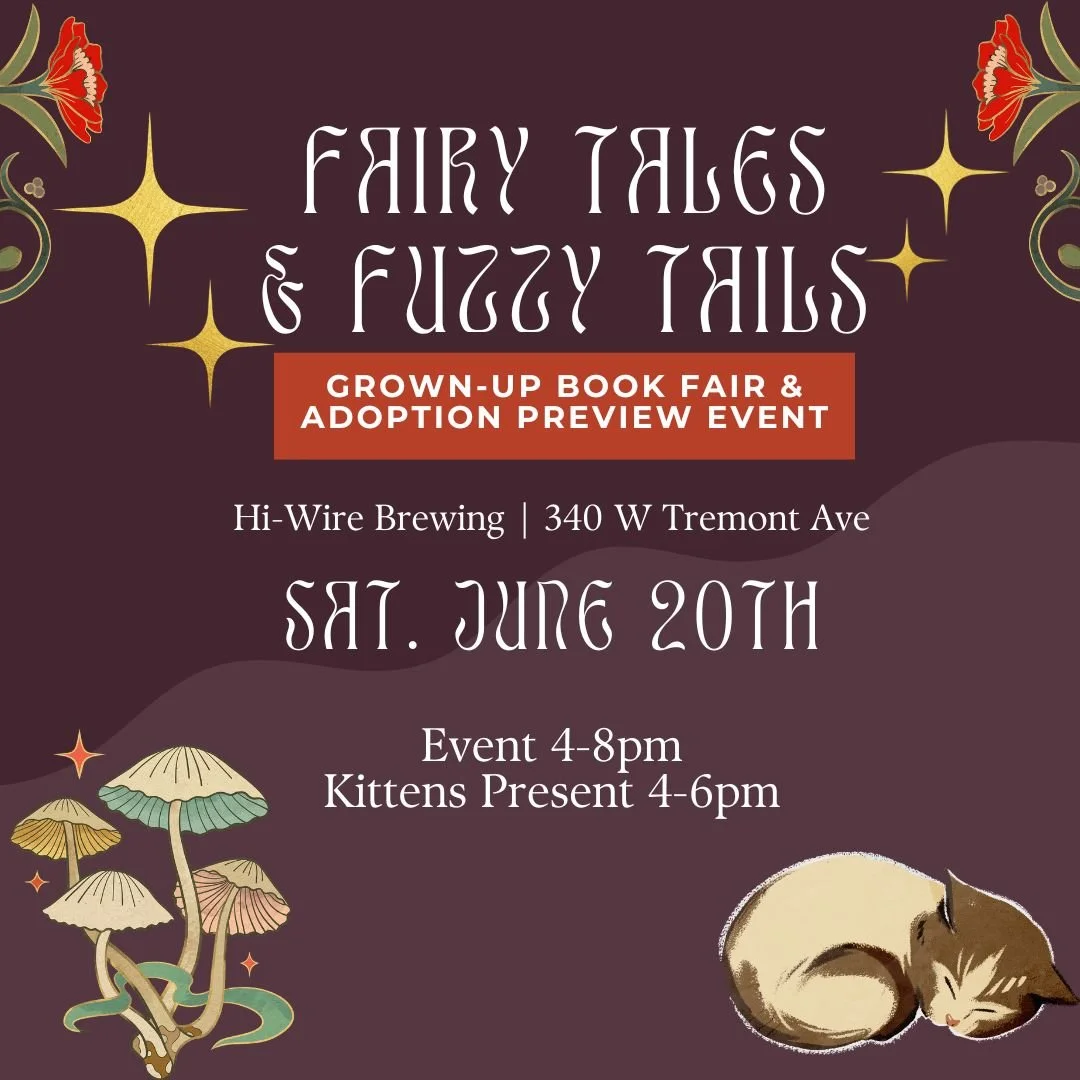 Fairy Tales &amp; Fuzzy Tails: A Grown-Up Book Fair + Adoption Preview Event (Sat. June 20th)