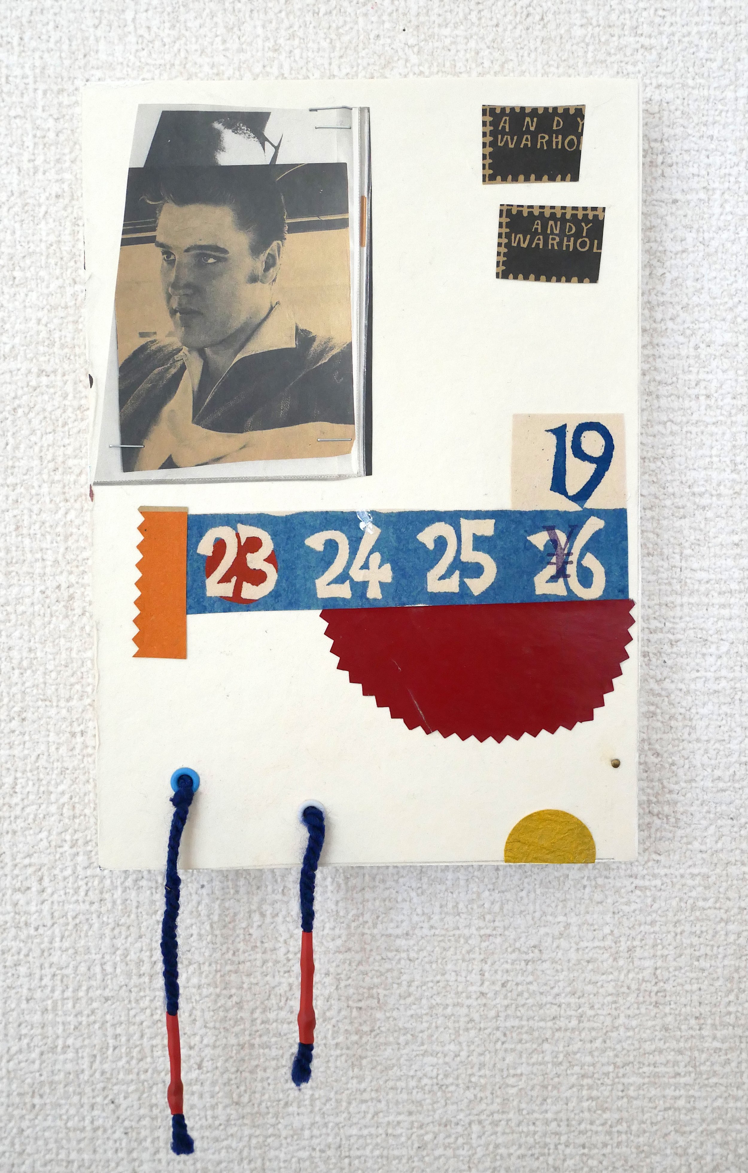 ELVIS 19, 2026. Vintage Japanese paper, string on thick handmade paper.  Mounted on wood panel. 15x21x2cm / $125.00