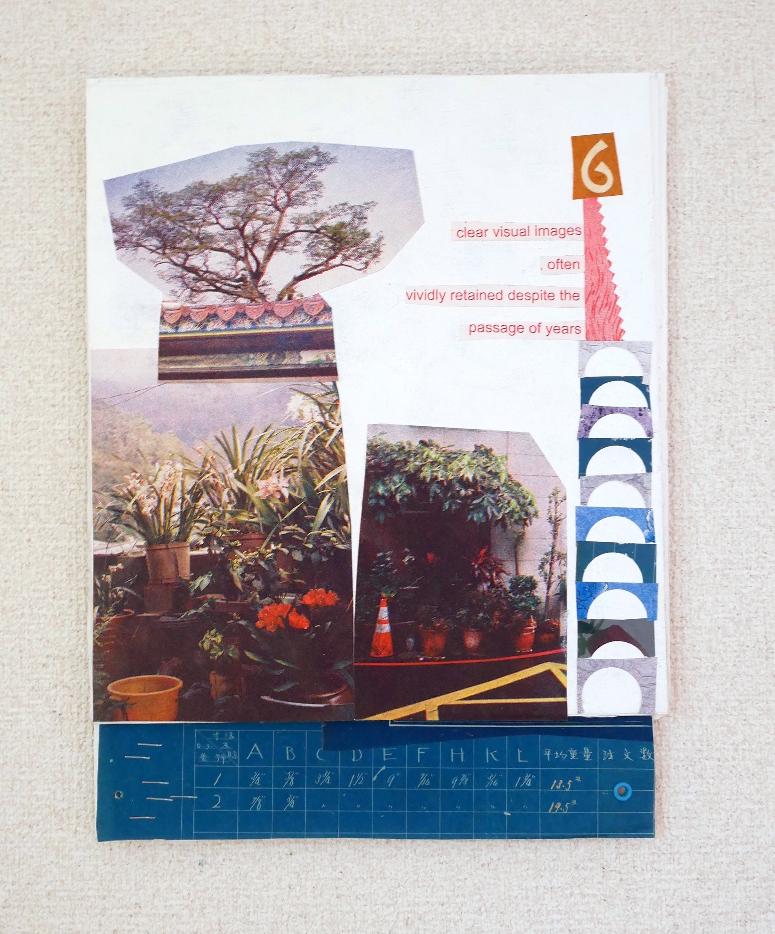 PASSAGE OF YEARS, 2026.  Vintage Japanese blueprints & papers, metal on multi layers of extra-thick handmade paper.  24.5.5x32x1cm / $145.00