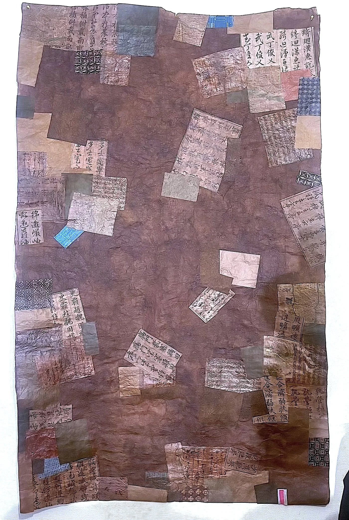 LES VOYAGE DU TEMPS I,  2026.  Vintage washi, ink & kakishibu (persimmon tannin) on momigami  washi.  111 x 181 cm / $1,200.00