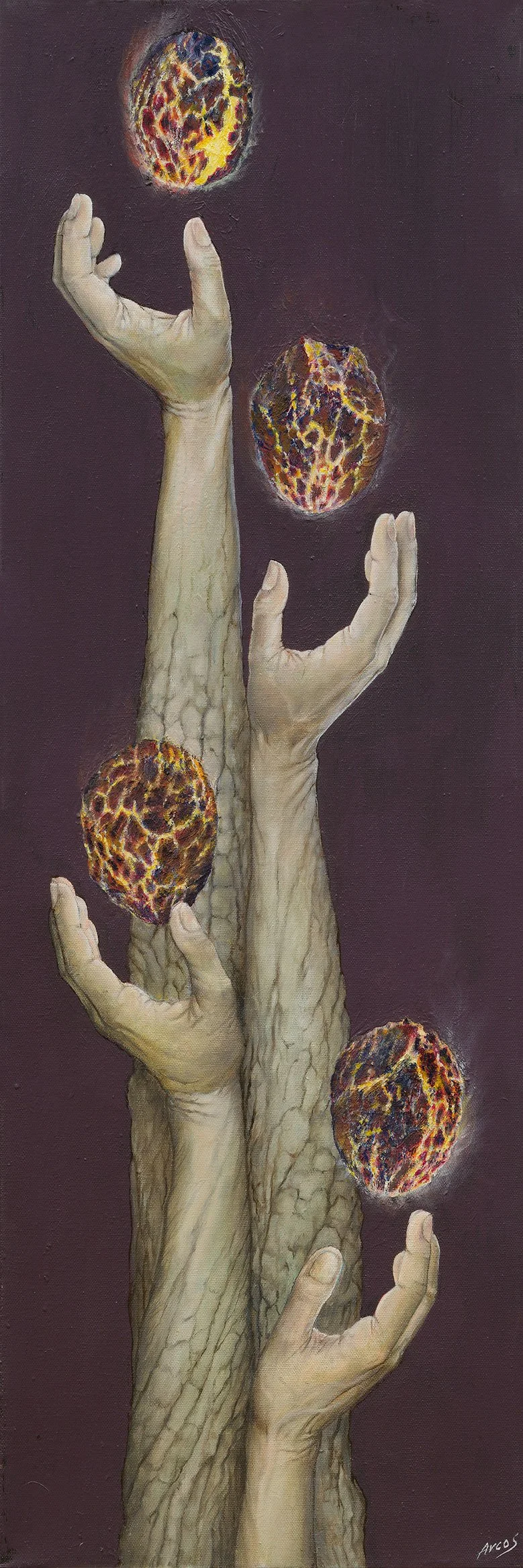 Temazcal, 2023, Acrylic/oil on canvas - 36" x 12" - Prints available