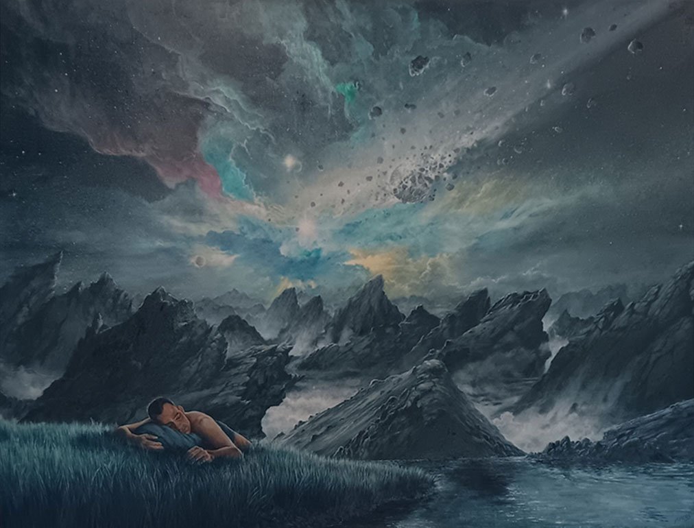 Cosmic Storm, 2023, Acrylic/oil on canvas - 48" x 36" - Prints available