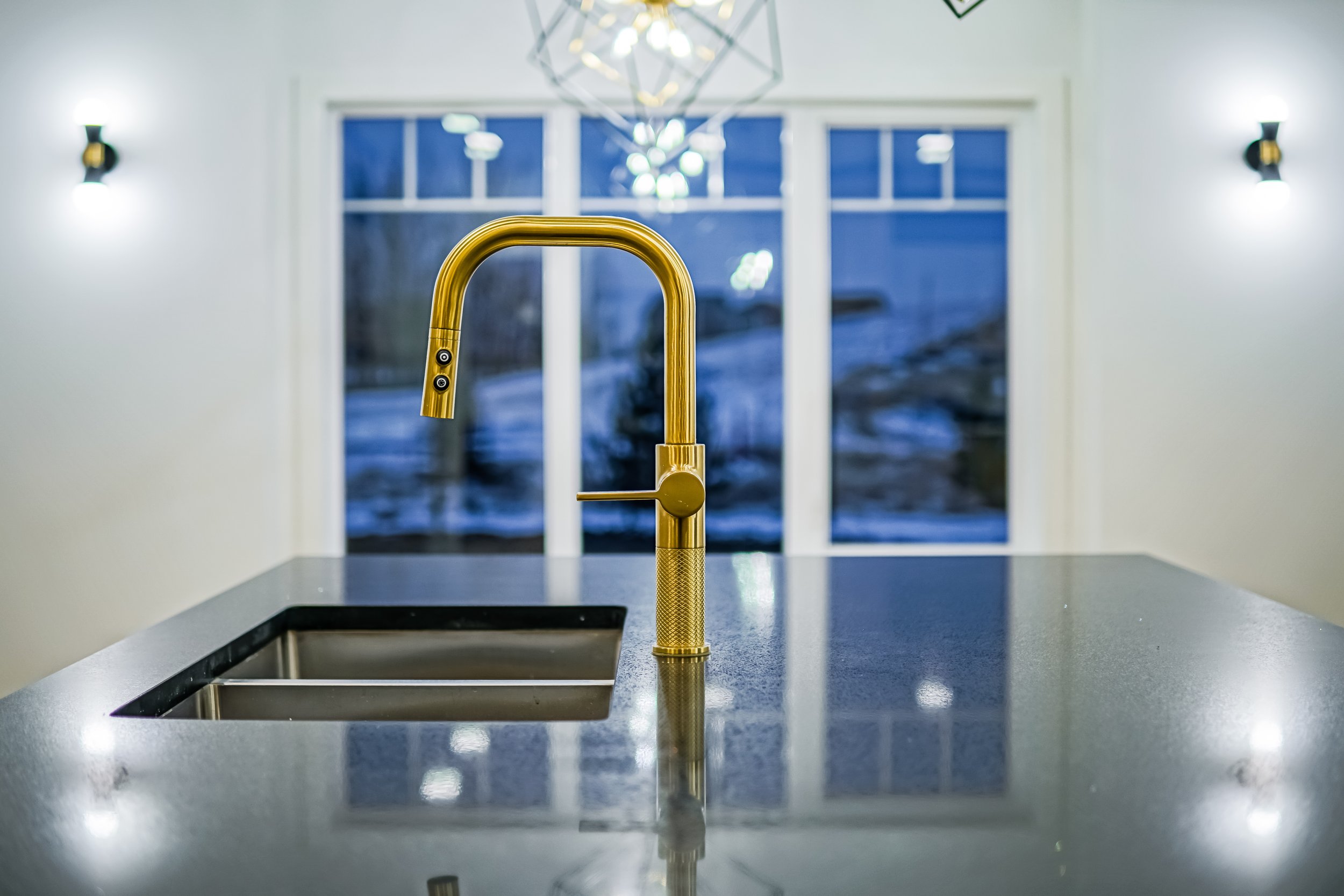 A kitchen sink faucet
