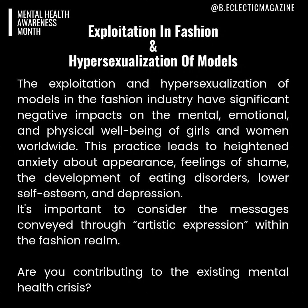 Sexualization sells, but at what cost? 

#modelsandmentalhealth #mentalhealth #mentalhealthawareness #womensmentalhealthawareness #womensmentalhealth #mentalhealthcrisis
