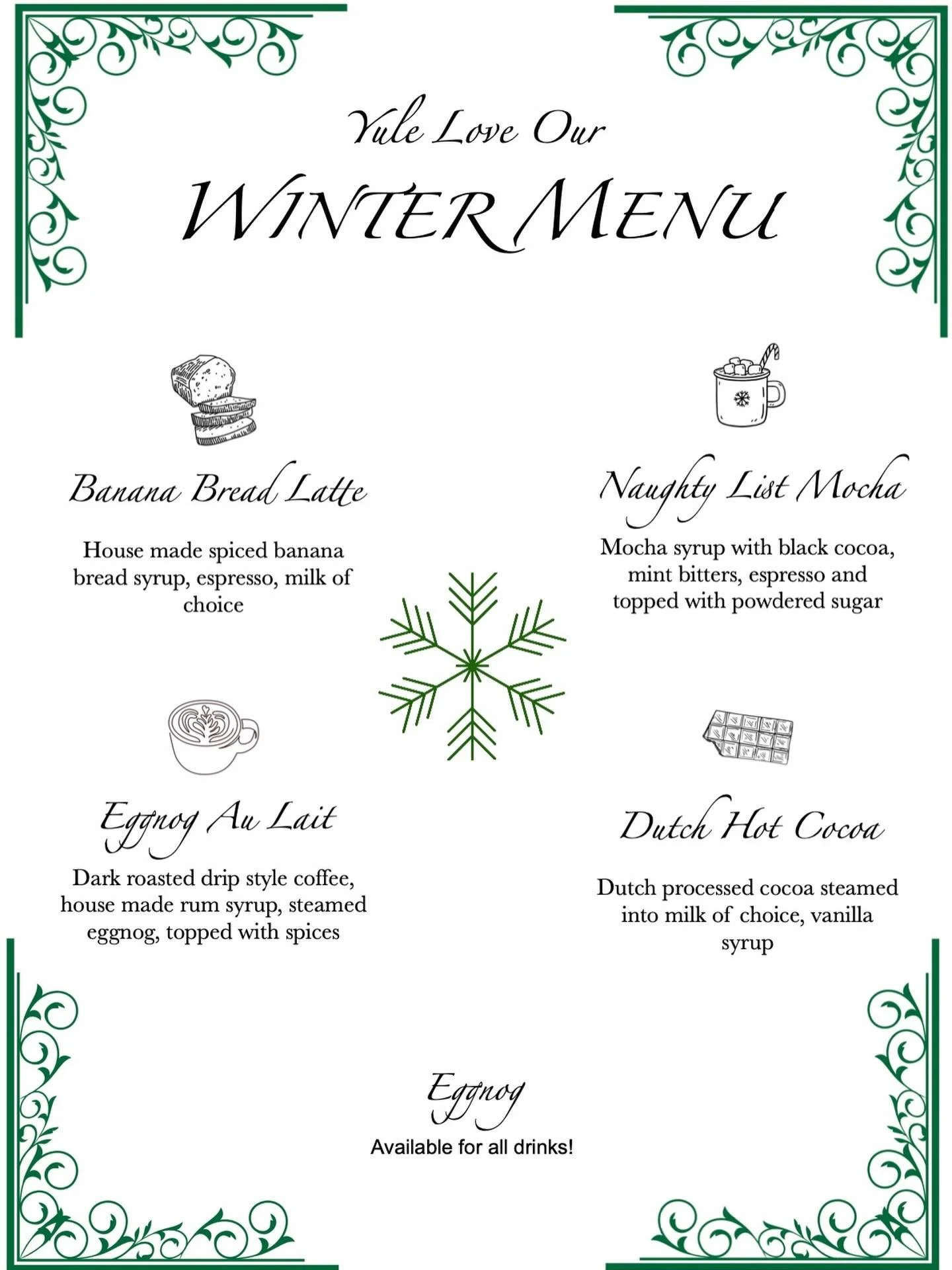 Time for some comfort! Our winter menu dropped today, come try some tasty new drinks!