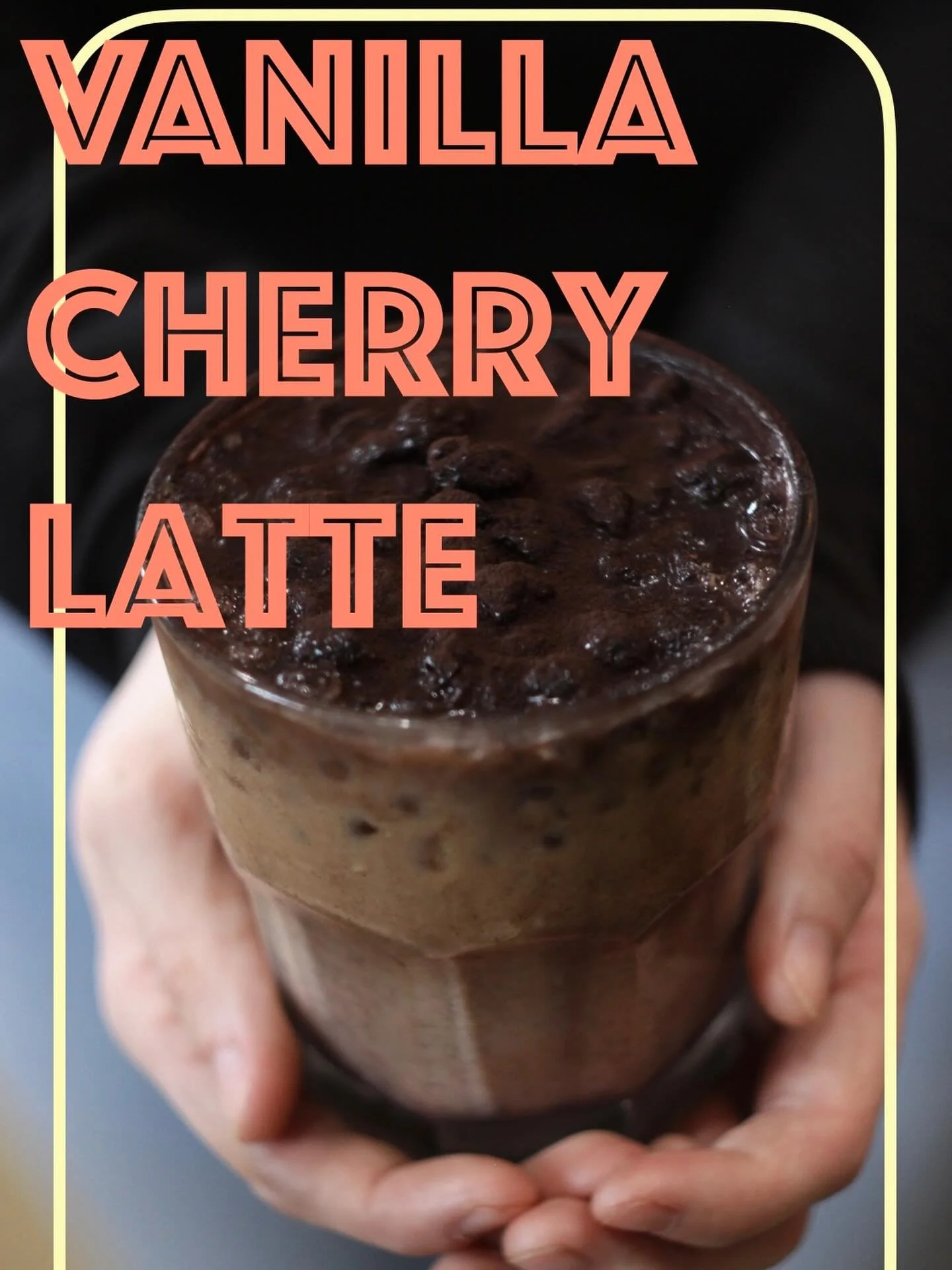 Espresso, vanilla syrup, cherry bitters, milk of choice with a dusting of cocoa. Hot or iced, your choice!