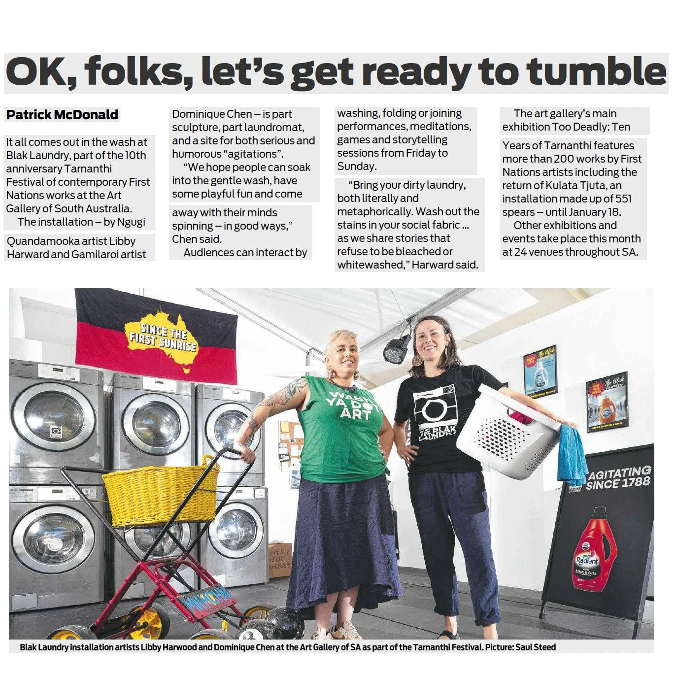 A little bit of media from our time at @tarnanthi @agsa.adelaide last year. Was heaps of fun having a yarn with Rudi Bremer from AWAYE! @abcindigenous 🖤🖤

You can have a listen to it here - https://www.abc.net.au/.../saturday-18-october.../10585712