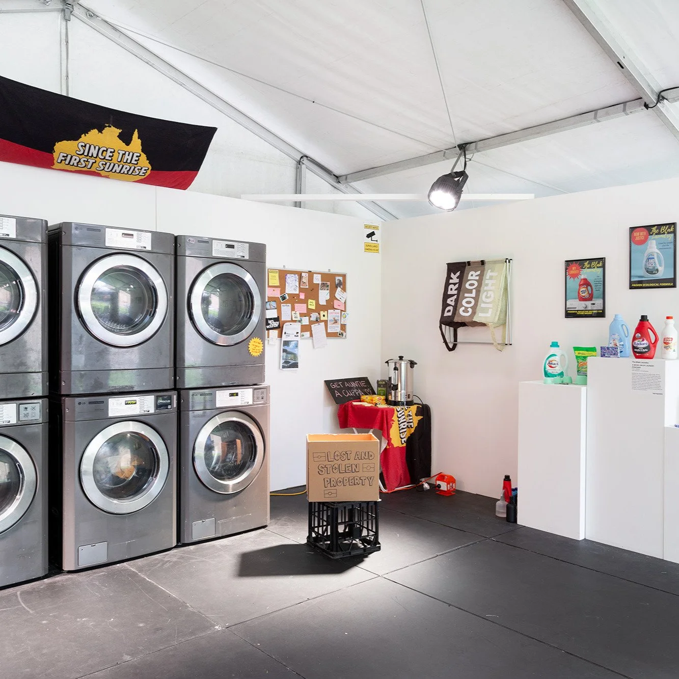 Our purpose-built laundry at Tarnanthi certainly raised the bar. Big thanks to @skeinarchitecture and the @agsa.adelaide team for all the support putting it together. 
Wherever we are, we love that our little laundry feels so good to be in. A safe bl