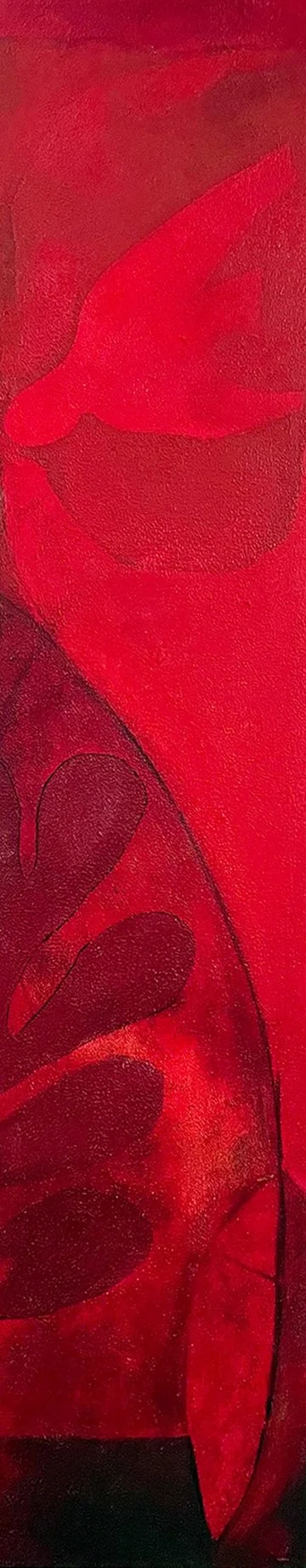 PEACE
Acrylics & oils on canvas
305mm W x 1390mm H. Hang landscape or portrait.  Price: $485