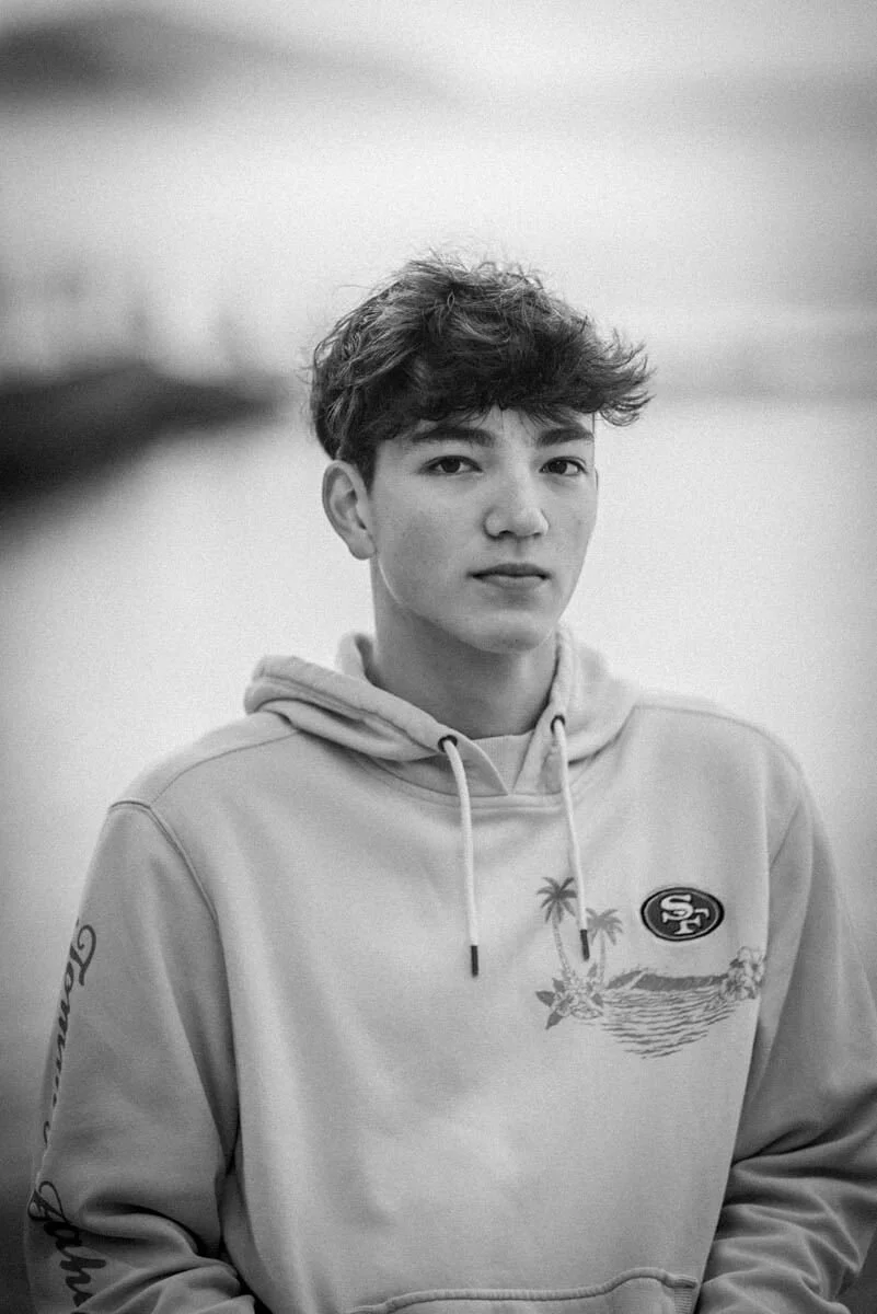 Portrait of a teenager in black and white, Hong Kong