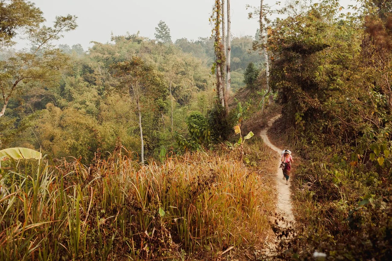 Walking between villages in Khagrachhari District.