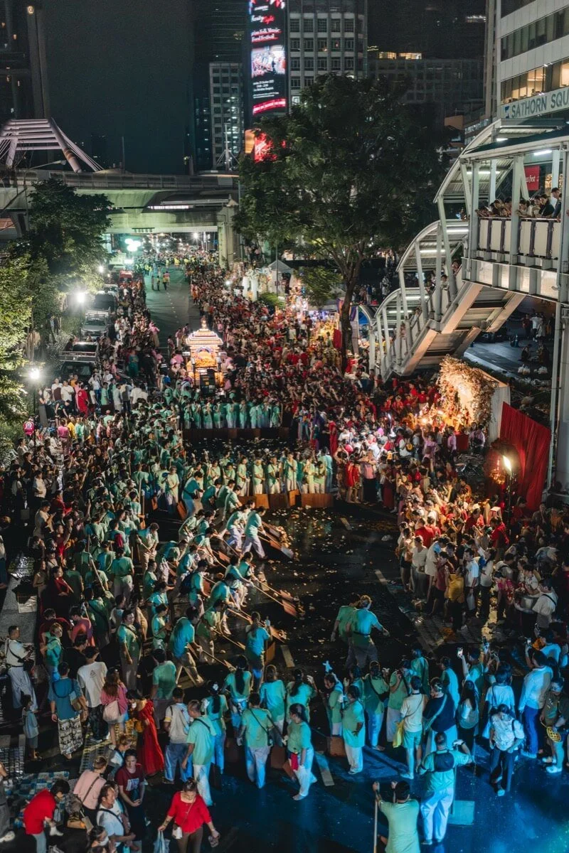 Smashing of the coconuts ritual at Navaratri Hindu Festival Bangkok. 