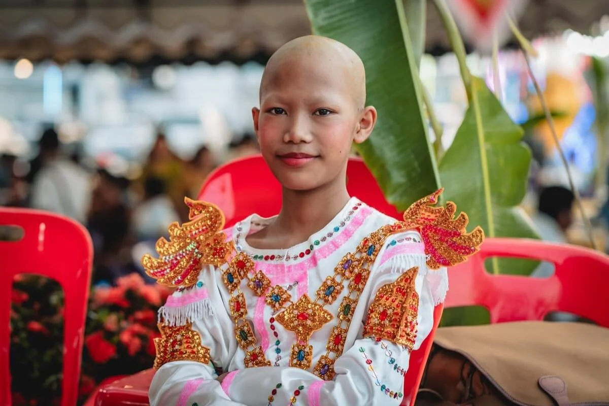 Boy in costume for his Lua/Plang ordination ceremony