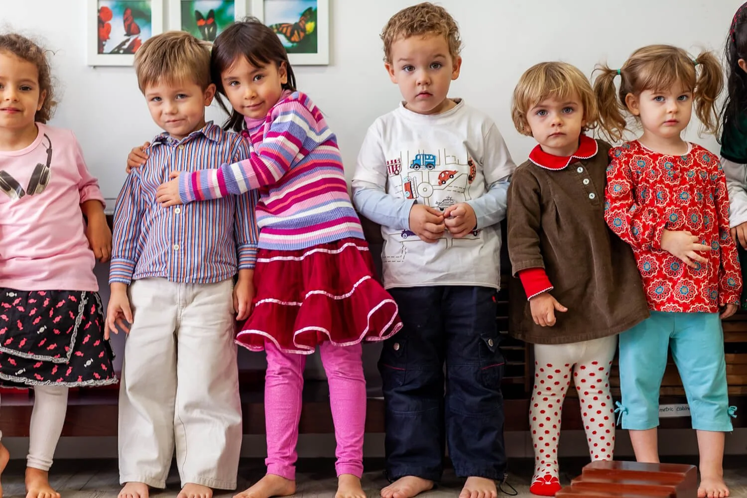 Friends share a moment together at a Hong Kong Montessori school