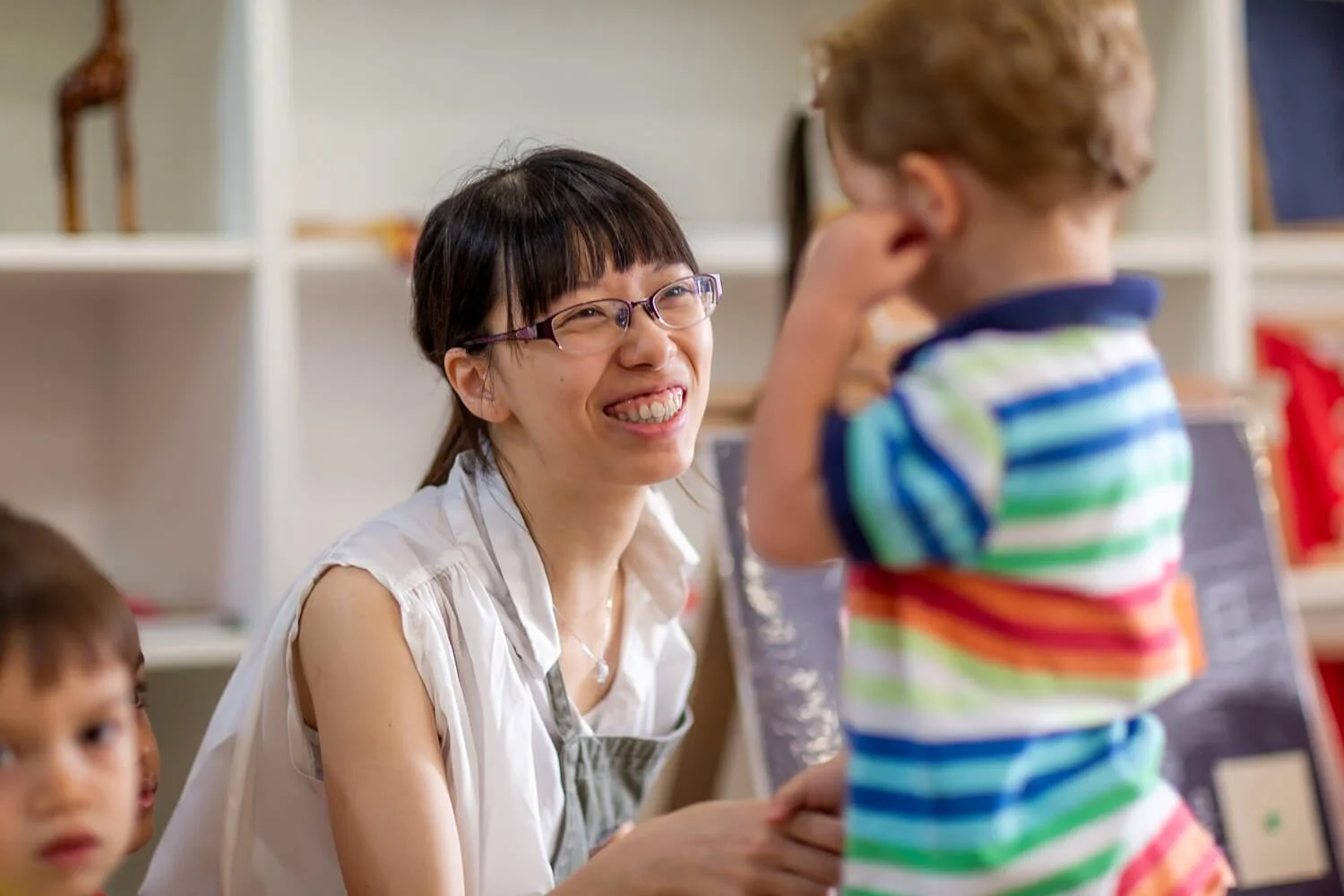 High-end school marketing portrait in perfect natural light at a Hong Kong Montessori campus