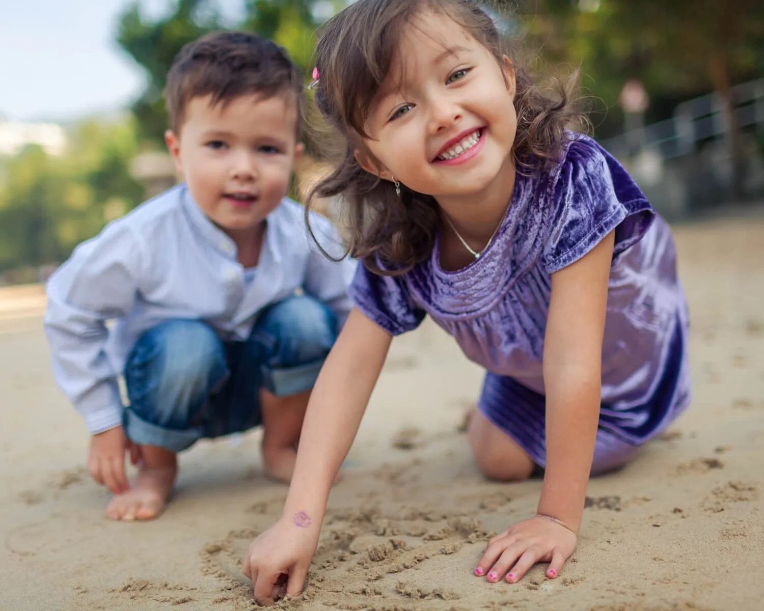 Siblings at Deep Water Bay Beach