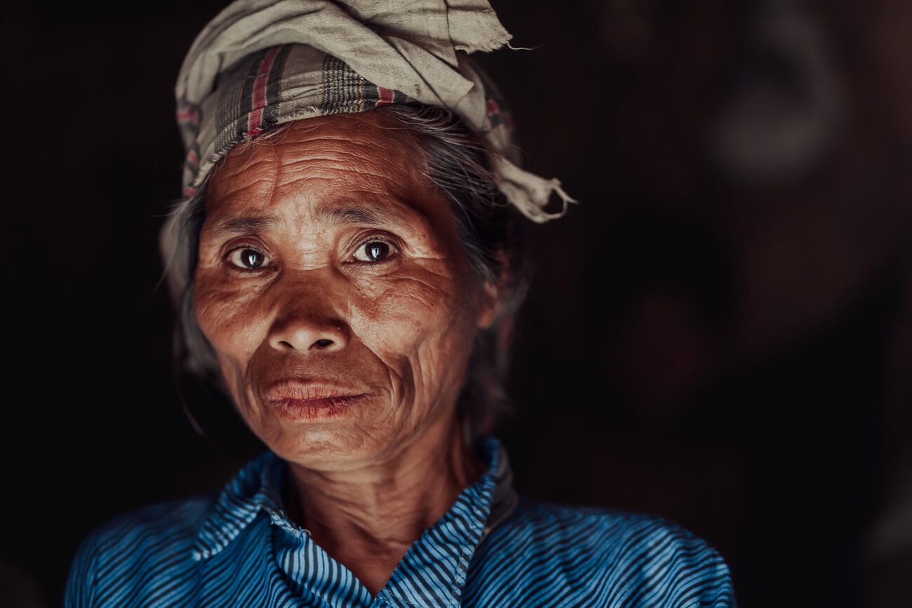 Aged Chakma woman at home in Khagrachhari District.