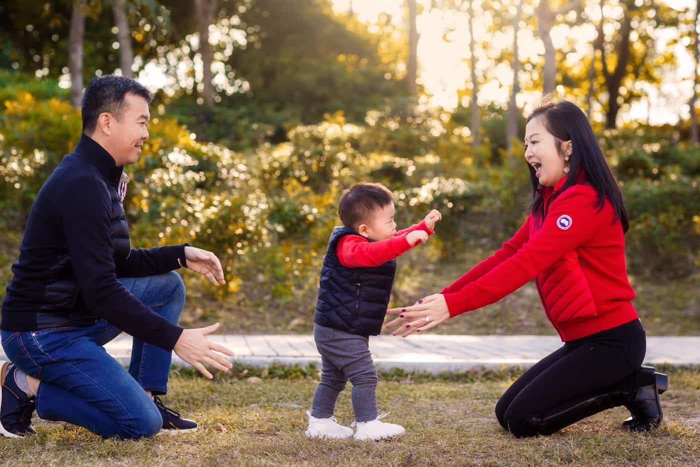 At West Kowloon Cultural District, Hong Kong, a young boy takes his first steps.