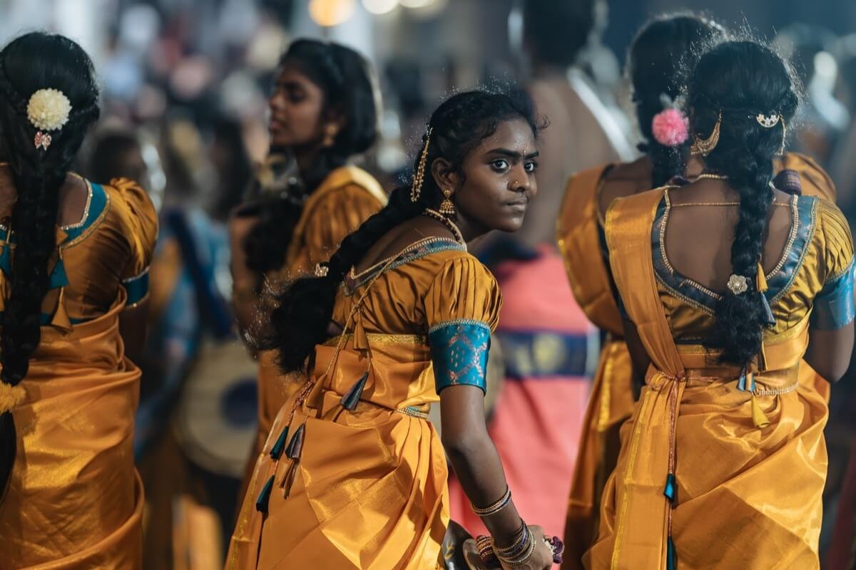 Young woman at Navaratri Hindu Festival Bangkok. 