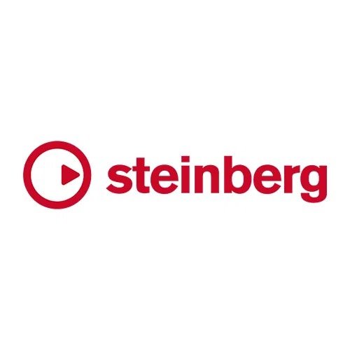 Steinberg logo featuring a red circle with a play button inside and the word 'steinberg' in red lowercase letters