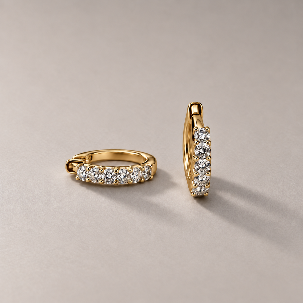 Polished Yellow Gold Diamond Earrings.png