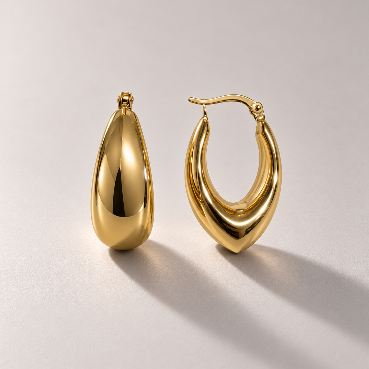 Yellow Gold Teardrop Hoop Earrings-1.png