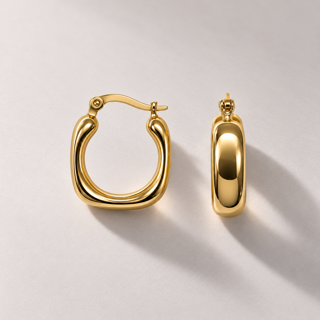 Yellow Gold U-Hoop Earrings
