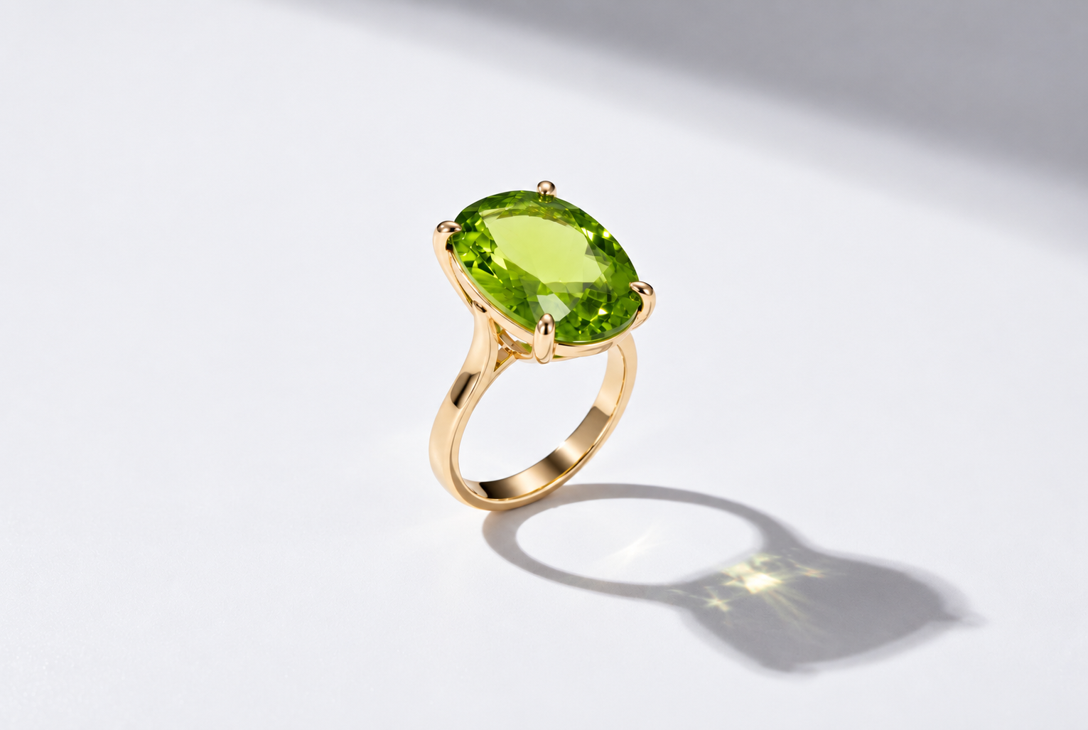9ct Yellow Gold Oval Peridot Cocktail Ring
