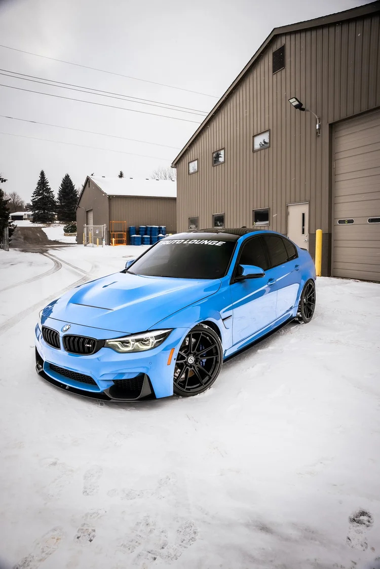 Blue BMW F80 M3 with ceramic window tint by Ascension Automotive