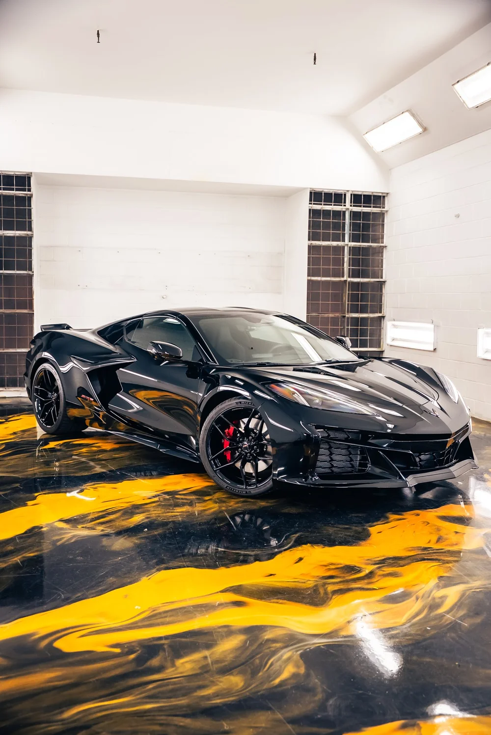 Black Corvette C8 Z06 with a ceramic coating