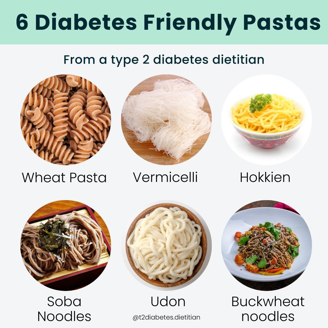🍝 Exploring Diabetes-Friendly Pastas! 🍝

Hopefully you are starting to believe it is possible to enjoy pasta while managing diabetes? 🤞

If not here are 6 diabetes friendly pasta options to get you started:
- Whole Wheat Pasta
- Vermicelli
- Soba 